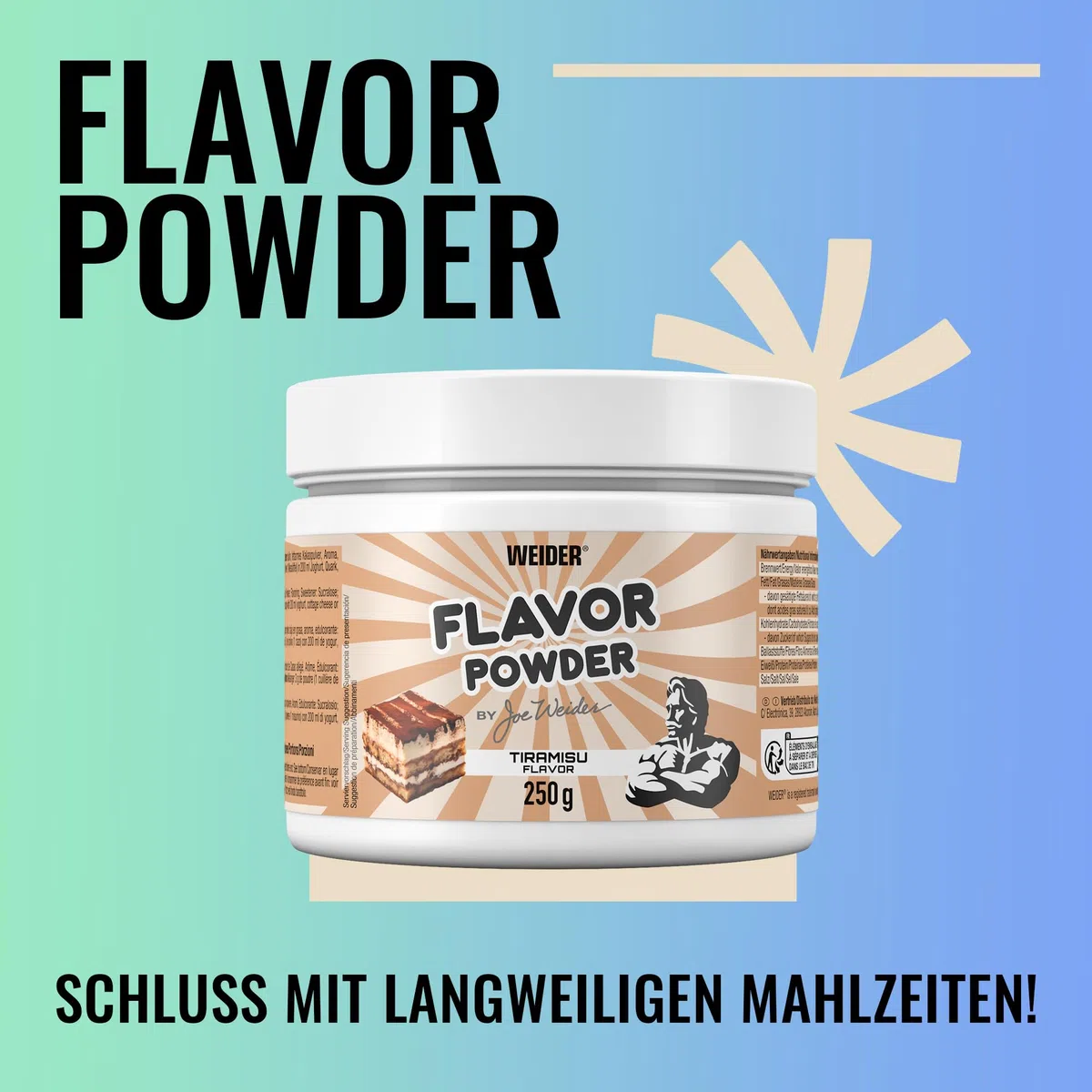 WEIDER Aroma in polvere Aroma in polvere senza zucchero per aromatizzare e dolcificare quark, yogurt o proteine ​​in polvere, adatto anche per cuocere al forno, Tiramisù, 250g