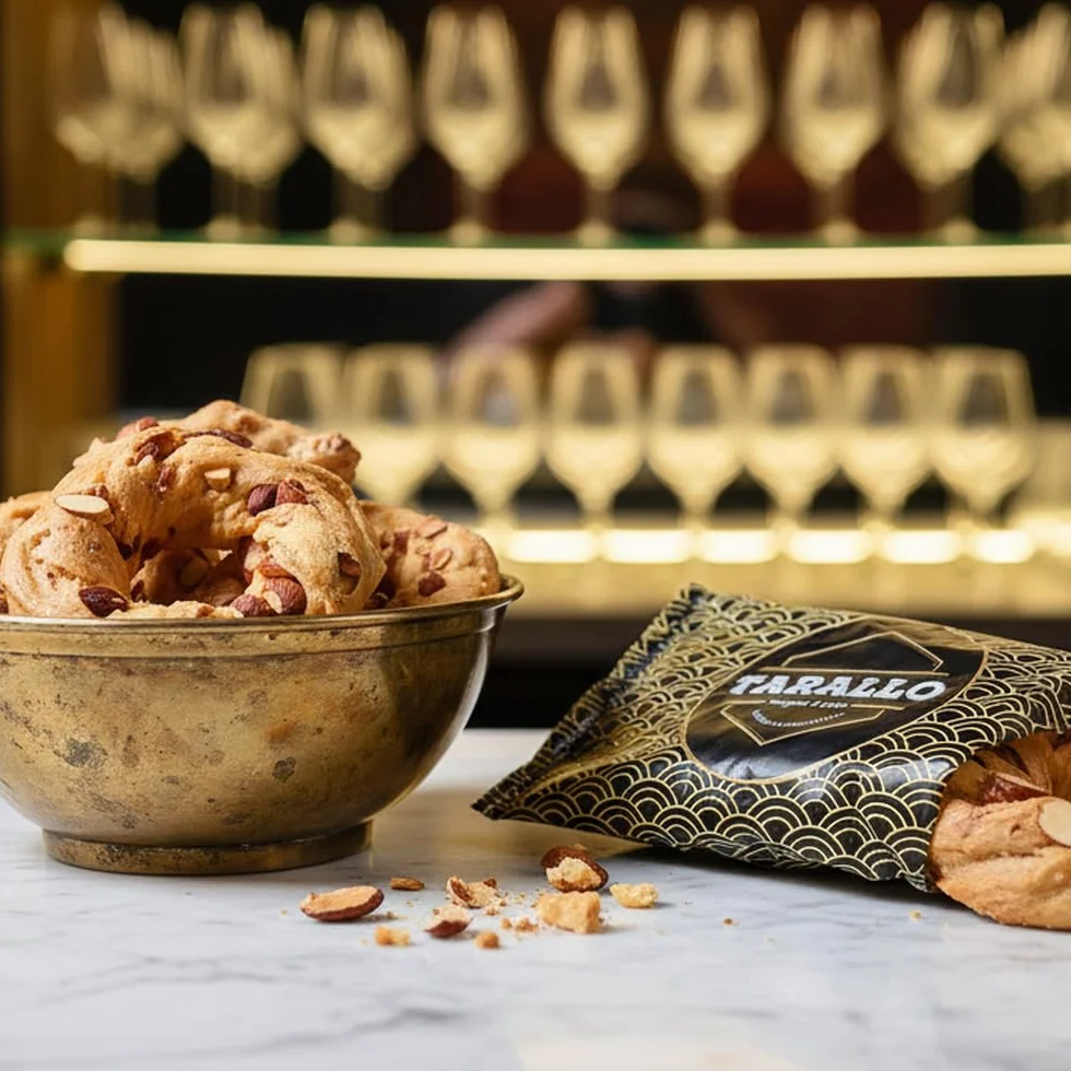 Taralli sugna e pepe Napoletani Extra Mandorlato Tarallo Con Mandorle Napoli 1kg Snack Ideale Cena Aperitivo Birra Artigianale - Patatine - Mandorle Sgusciate - Confezionati Come Cialde Caffe