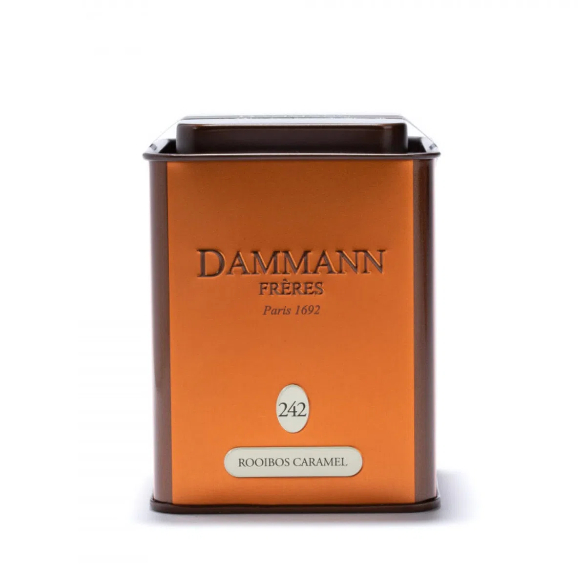 Dammann Frères | Rooibos Aroma Caramello | Infuso di Rooibos, Caramello e Petali di Fiori - 100 Gr | Tè Rosso Sudafrica Sfuso | Rooibos Senza Caffeina Lattina