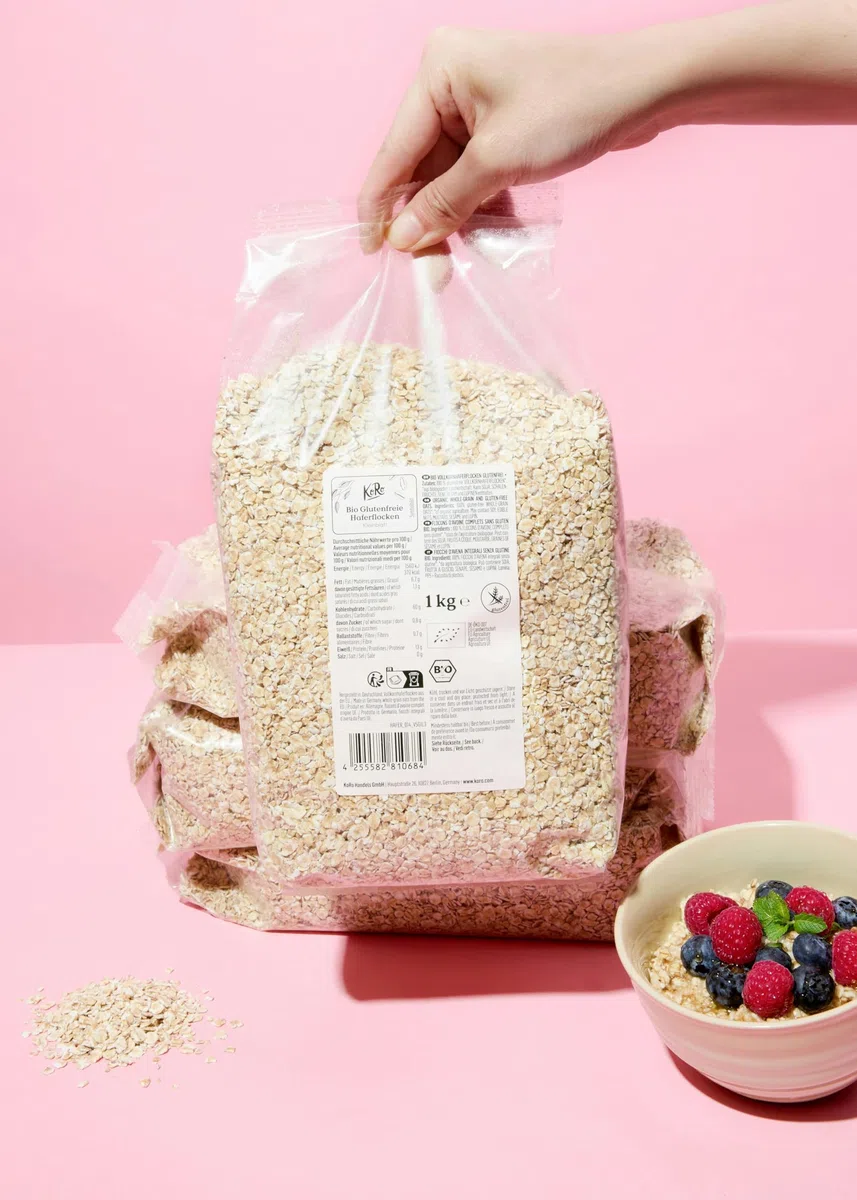 KoRo - Fiocchi piccoli di avena bio senza glutine 4 x 1 kg - senza glutine - per porridge e smoothie - consistenza tenera