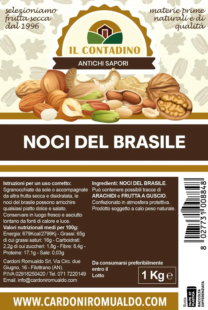 Il Contadino - Antichi Sapori | NOCI DEL BRASILE | Confezione Salva Freschezza, Frutta Secca di Qualità Premium, No Conservanti, Al Naturale (1 Kg)