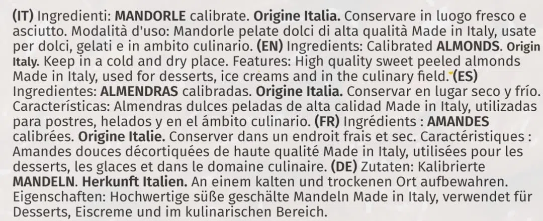 Mandorle Sgusciate Sicilia Made in Italy Calibrate 1a scelta 1 kg