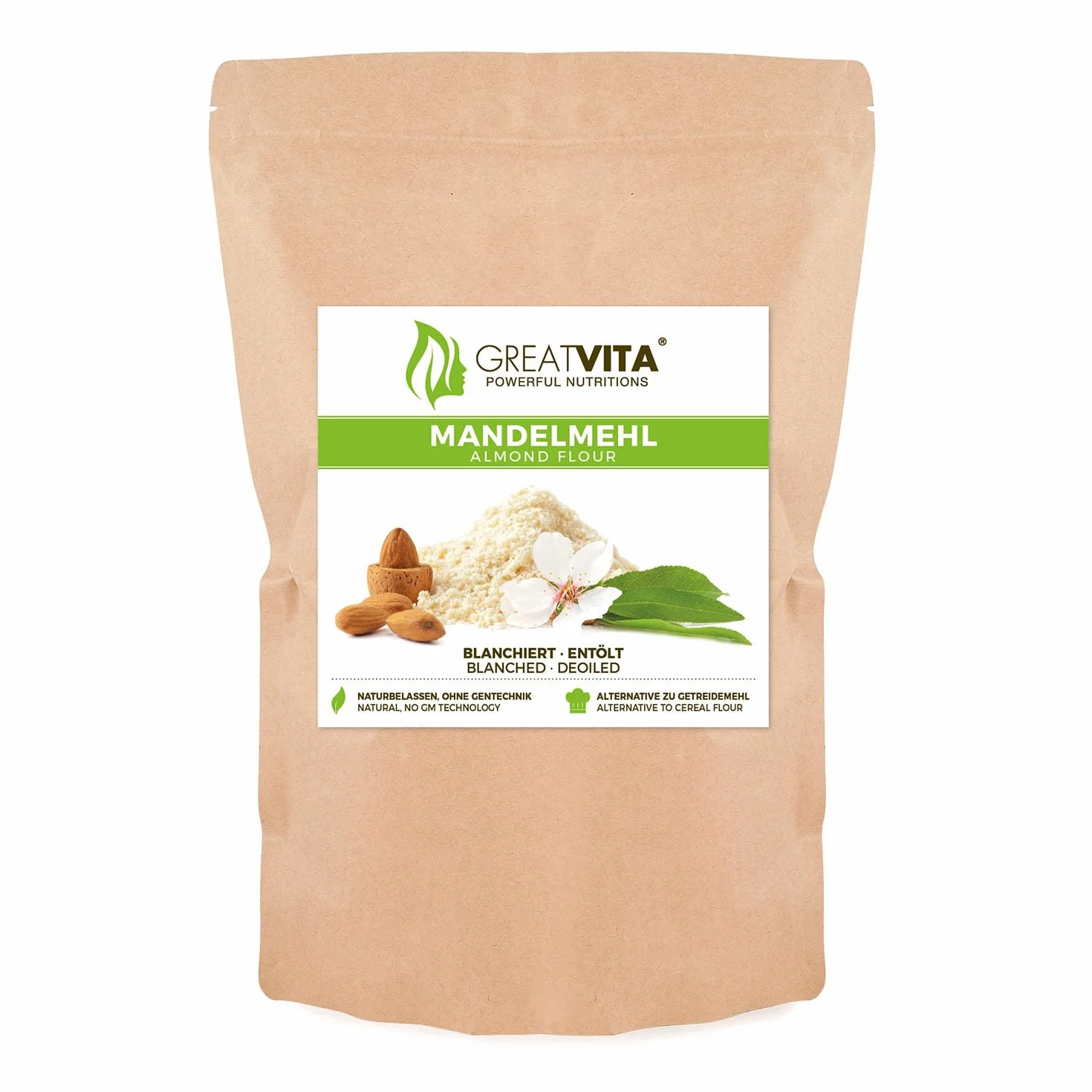 MeaVita Farina di Mandorle Meavita, Scottata e Disolea, 1 Confezione (1X 1000G) in Un Sacchetto - 1010 g