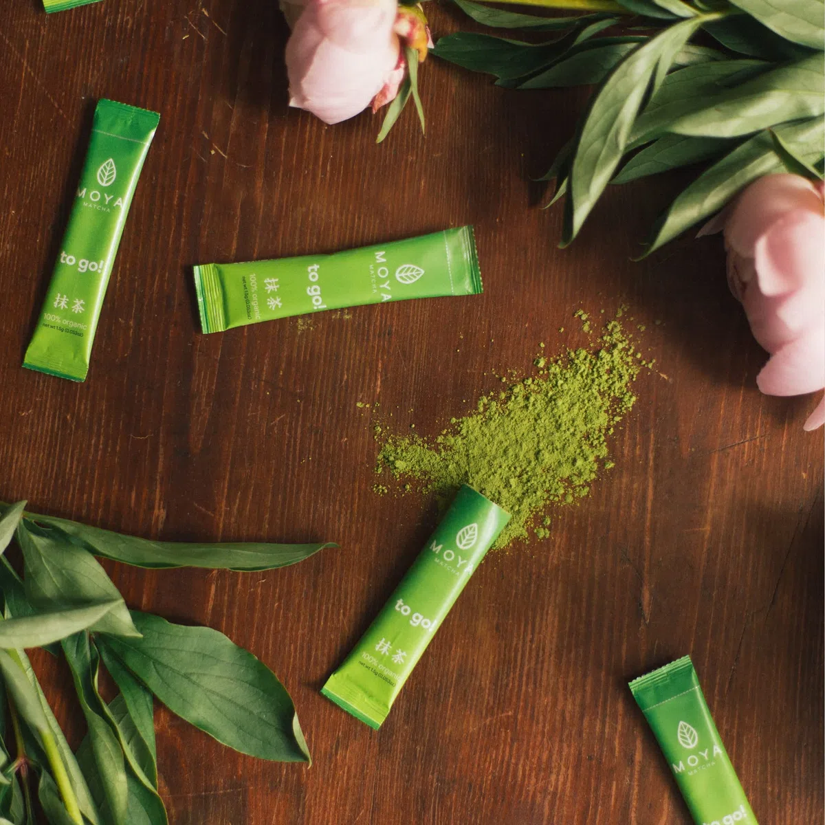 Moya Matcha To Go! Organic | 24 x 1,5g Borse | Matcha To Go! tè o in un set con uno shaker (24 x 1,5g Borse)