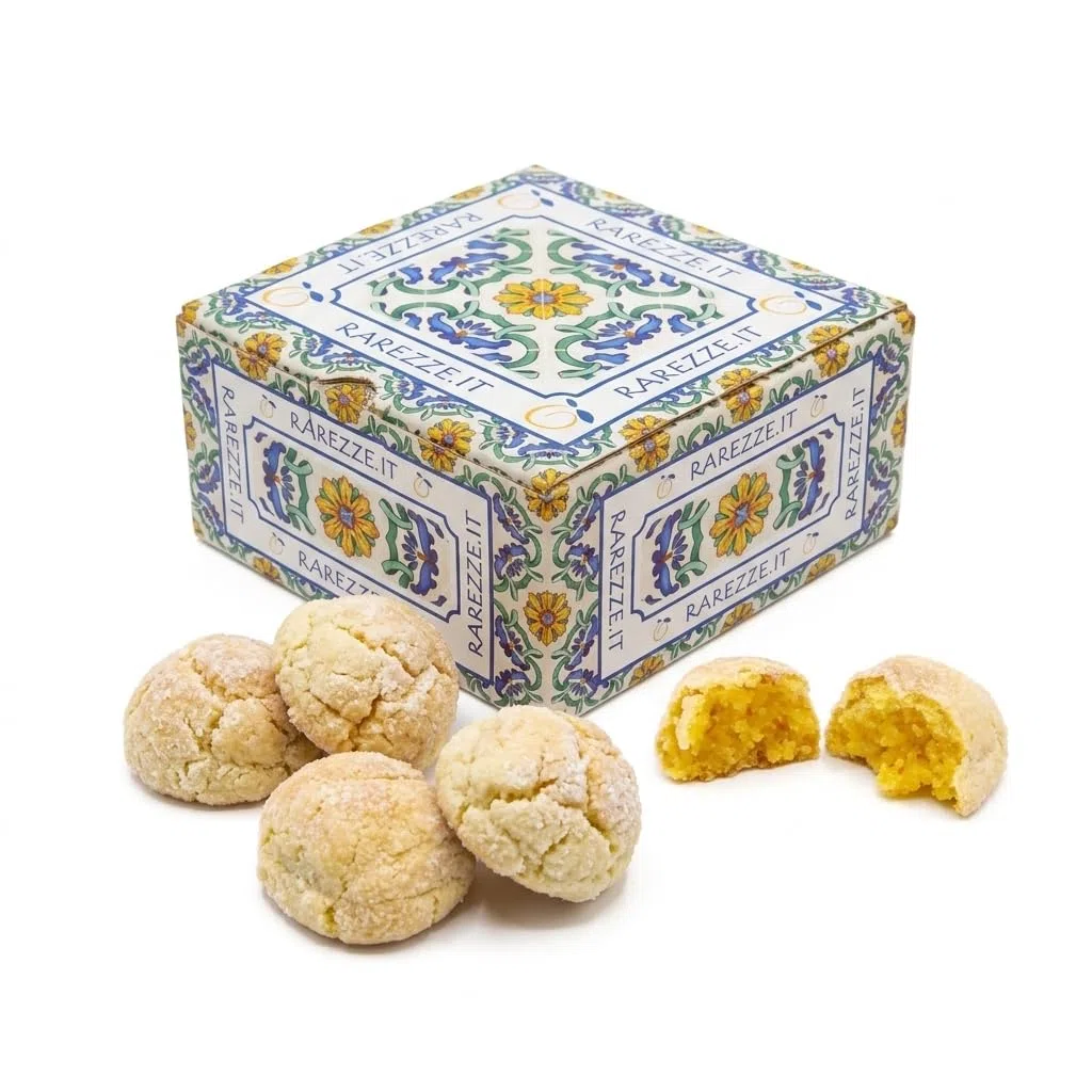 RAREZZE | Biscotti di Pasta di Mandorla Siciliana al MANDARINO | Deliziosa confezione regalo (gr.400) | Dolci tipici di Sicilia | Preparazione artigianale