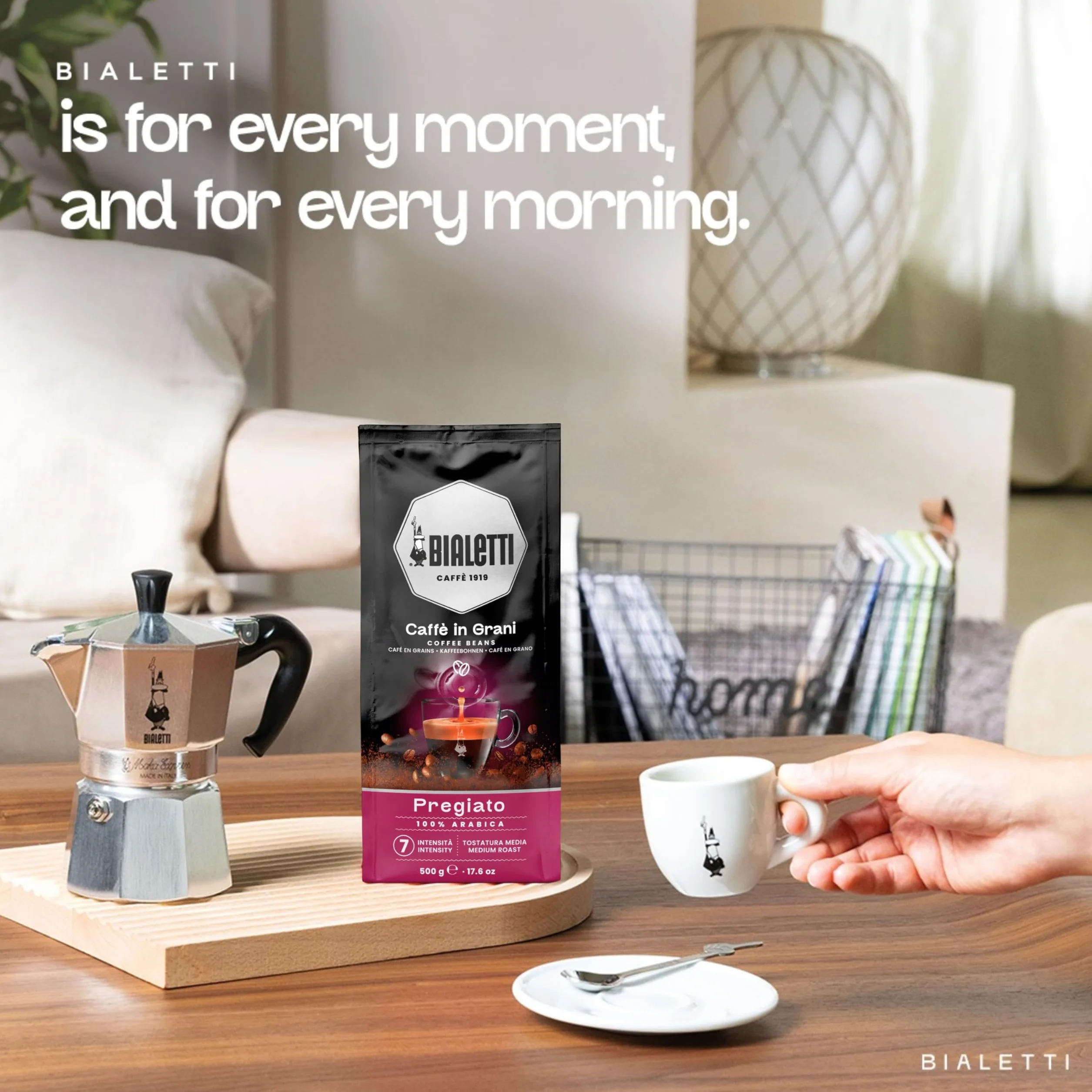 Bialetti Esperto Grani, Caffè in Grani, Gusto Pregiato 100% Arabica, 1 KG
