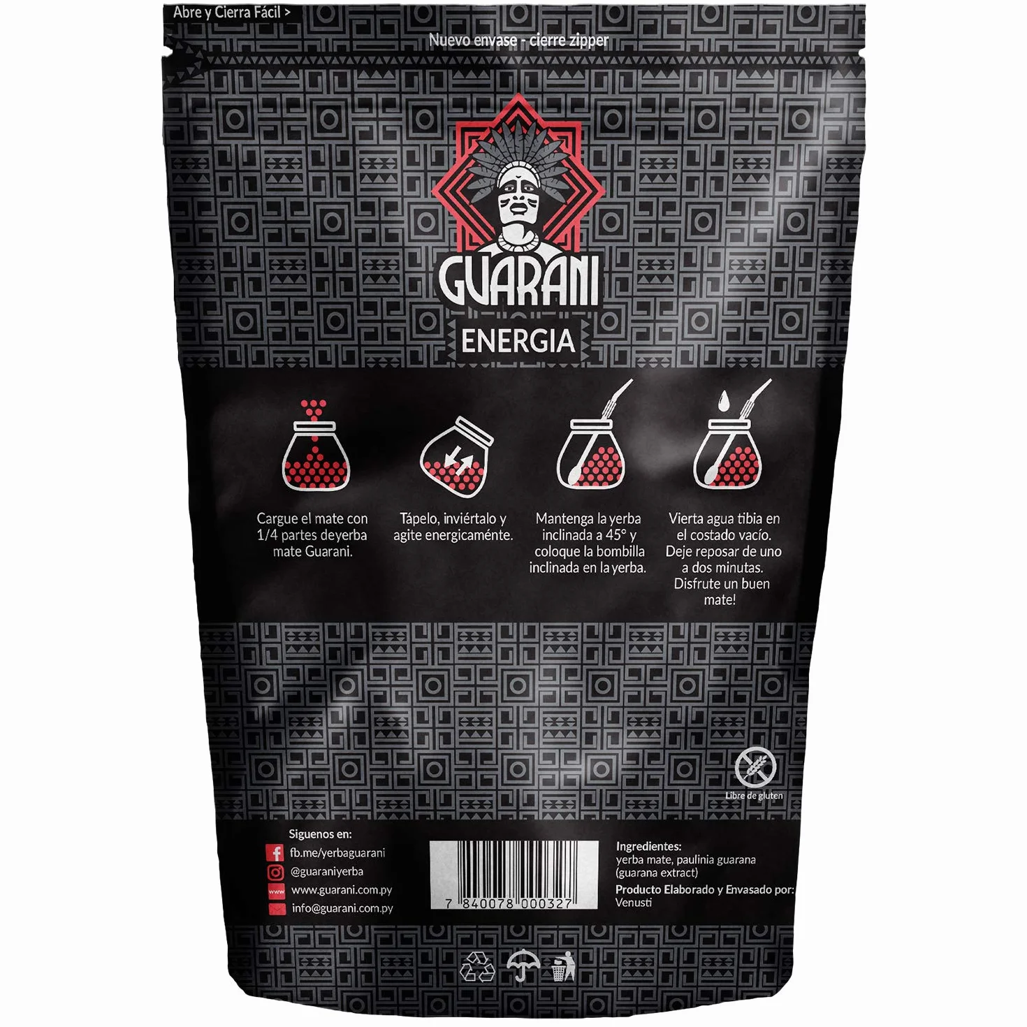 Guarani Energia Yerba Mate Tea 500 g | Yerba Mate con Guaranà | Miscela Ricca di Gusto | Infuso Naturale Paraguayano