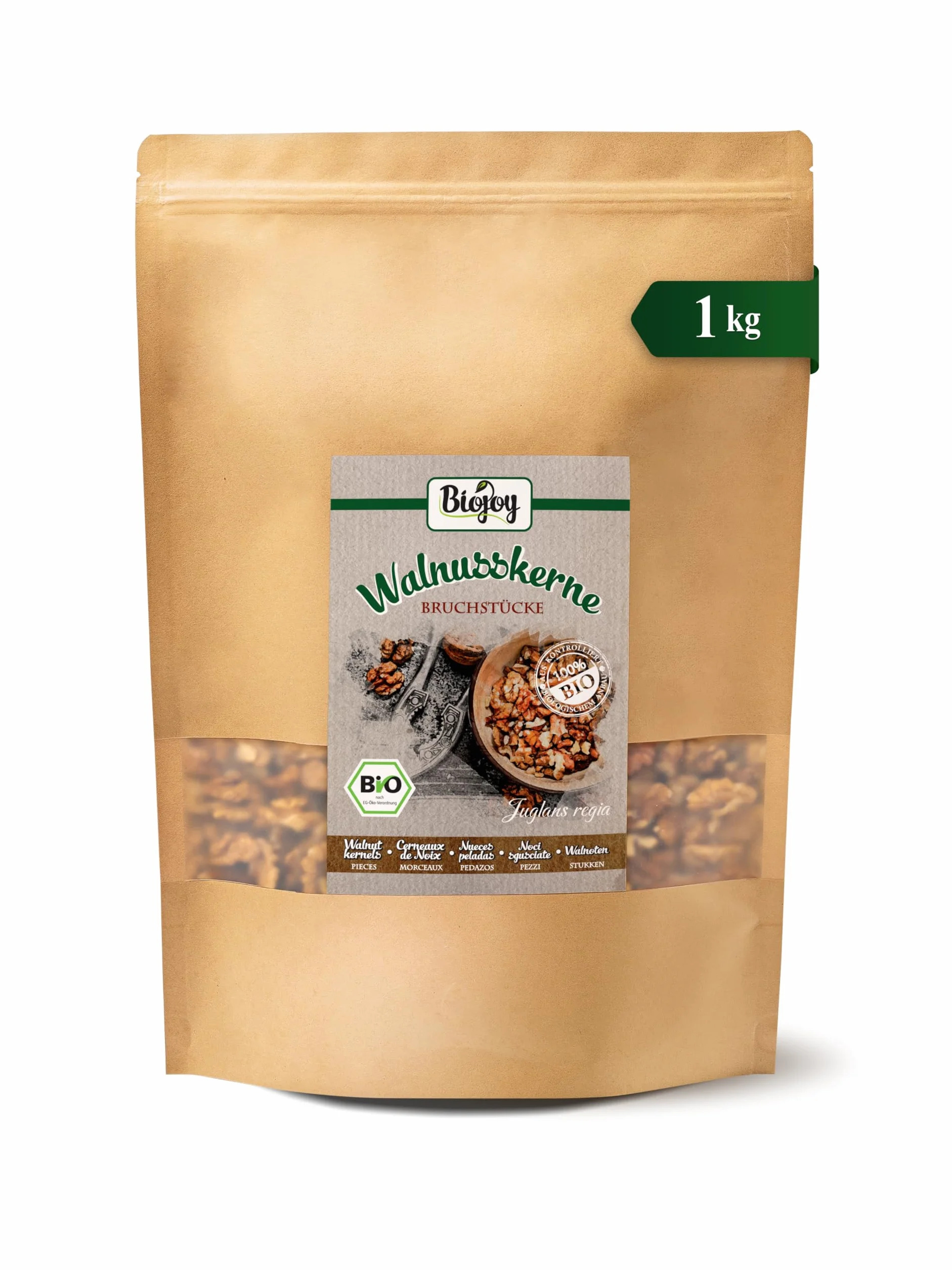 Biojoy Noci Sgusciate BIO spezzati (1 kg), crudi (Juglans regia)