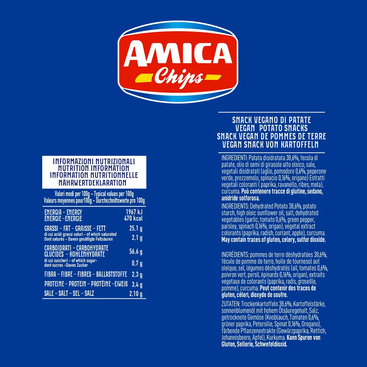 AMICA Chips | Patatine Veggy Vegan Mix, Mix di Pomodori, Patate e Spinaci, Patatine Vegane, 15 Pezzi x 110 gr