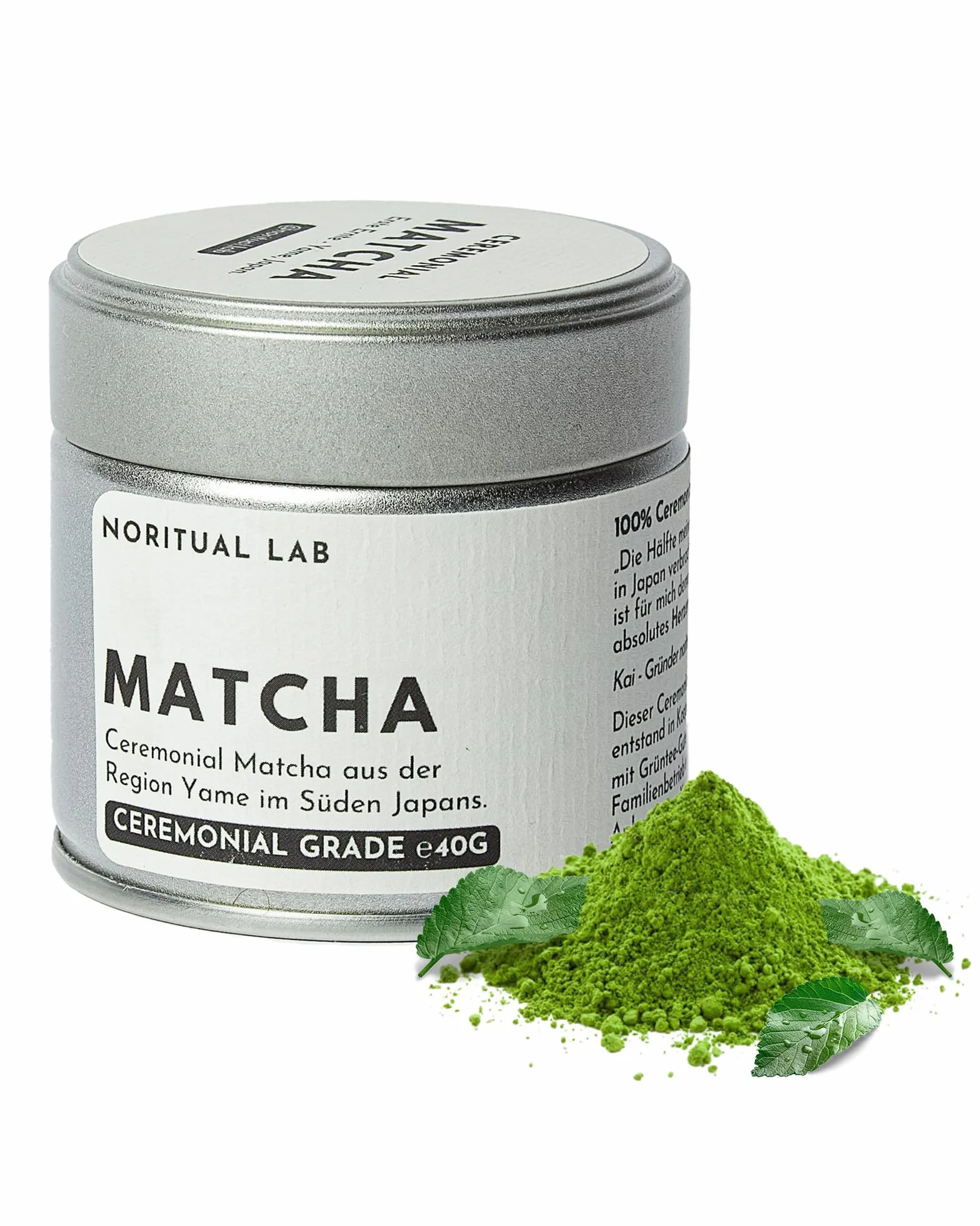 NORITUAL LAB MATCHA – Ceremonial Grade – Originale dal Giappone – rinomata regione di coltivazione sull'isola di Kyushu (40 g)