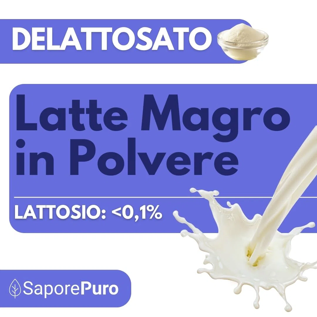 SaporePuro Latte Magro Delattosato in Polvere 1 kg – Latte per Alimentazione Umana | Ideale per Dolci, Pane e Gelato Artigianale | Uso Professionale e Industriale | Senza Lattosio | Senza Glutine