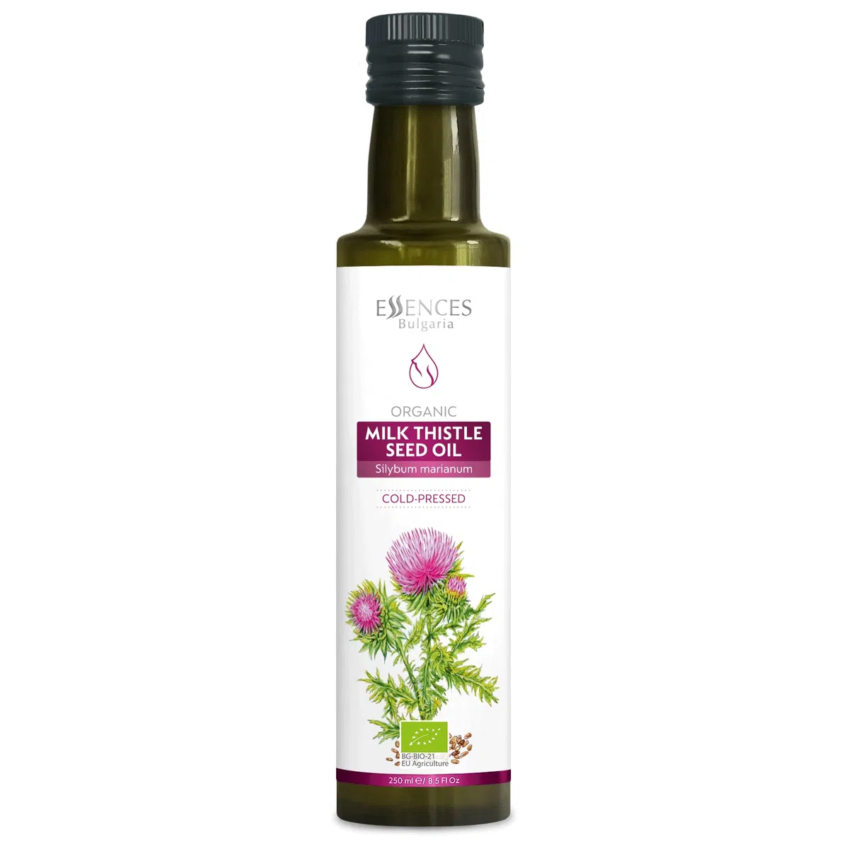Essences Bulgaria Olio di Cardo Mariano Biologico 250ml | Olio spremuto a freddo 100% naturale | Qualità extra premium | Senza additivi o conservanti | Non OGM | Vegano