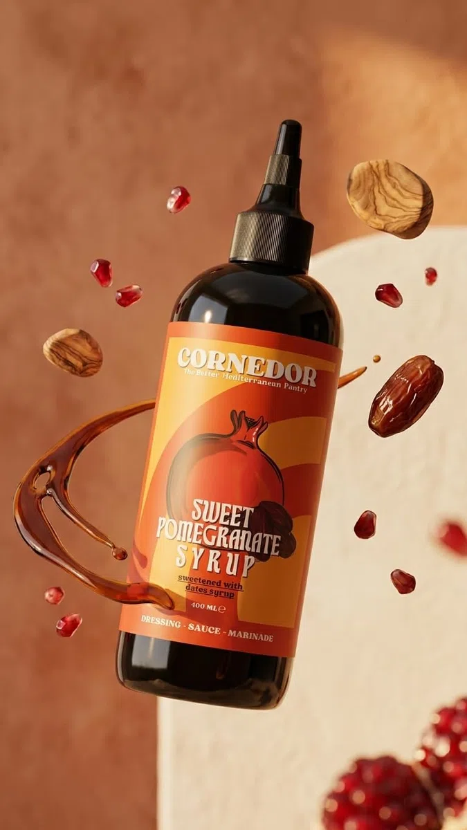 CORNEDOR - Sciroppo di melograno dolce | Mix di melograno e datteri | 400 ml | Sciroppo, condimento, salsa, marinata | Senza zuccheri aggiunti, senza additivi