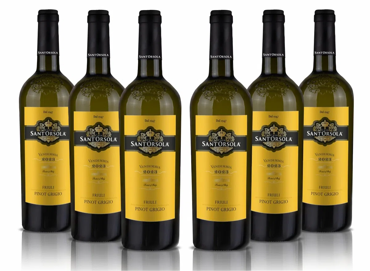 Sant'Orsola Premium Pinot Grigio D.O.C. Friuli Ramato, Vino Rosato Italiano Secco, Sapore Fresco dal Palato Morbido e Rotondo, 6x750 ml