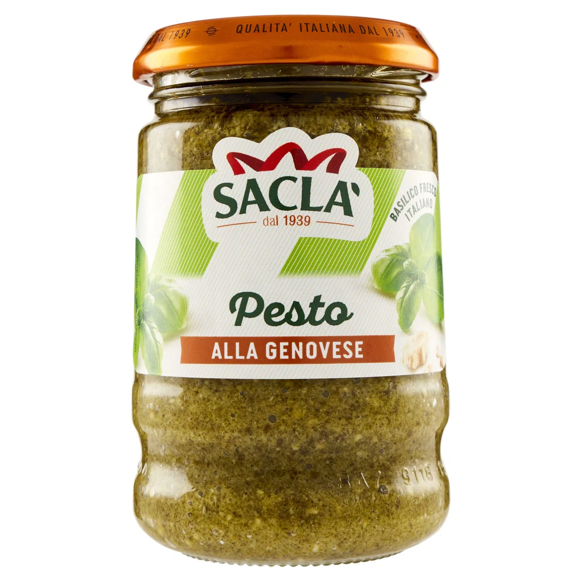 Saclà, Pesto alla Genovese, Condimento per Pasta e per Arricchire i Tuoi Piatti, con Basilico Fresco Italiano, Vaso Vetro, 190g, Confezione da 12 pezzi