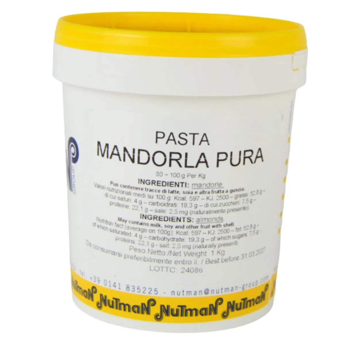 KG 1 PASTA MANDORLA PURA PREPARATO SEMILAVORATO PER GELATERIA E PASTICCERIA