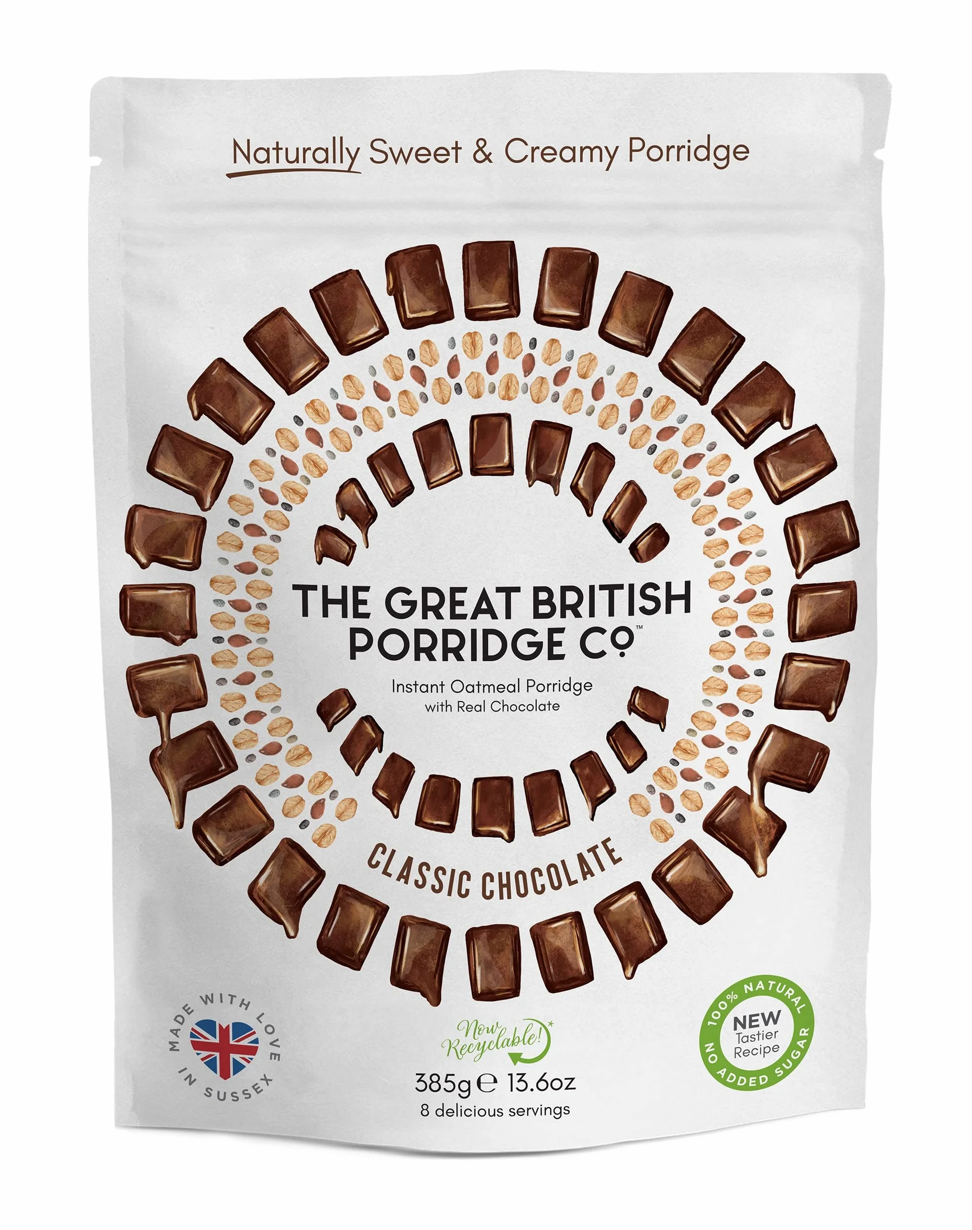 The Great British Porridge Co Cioccolato classico - 385 g (confezione da 2)