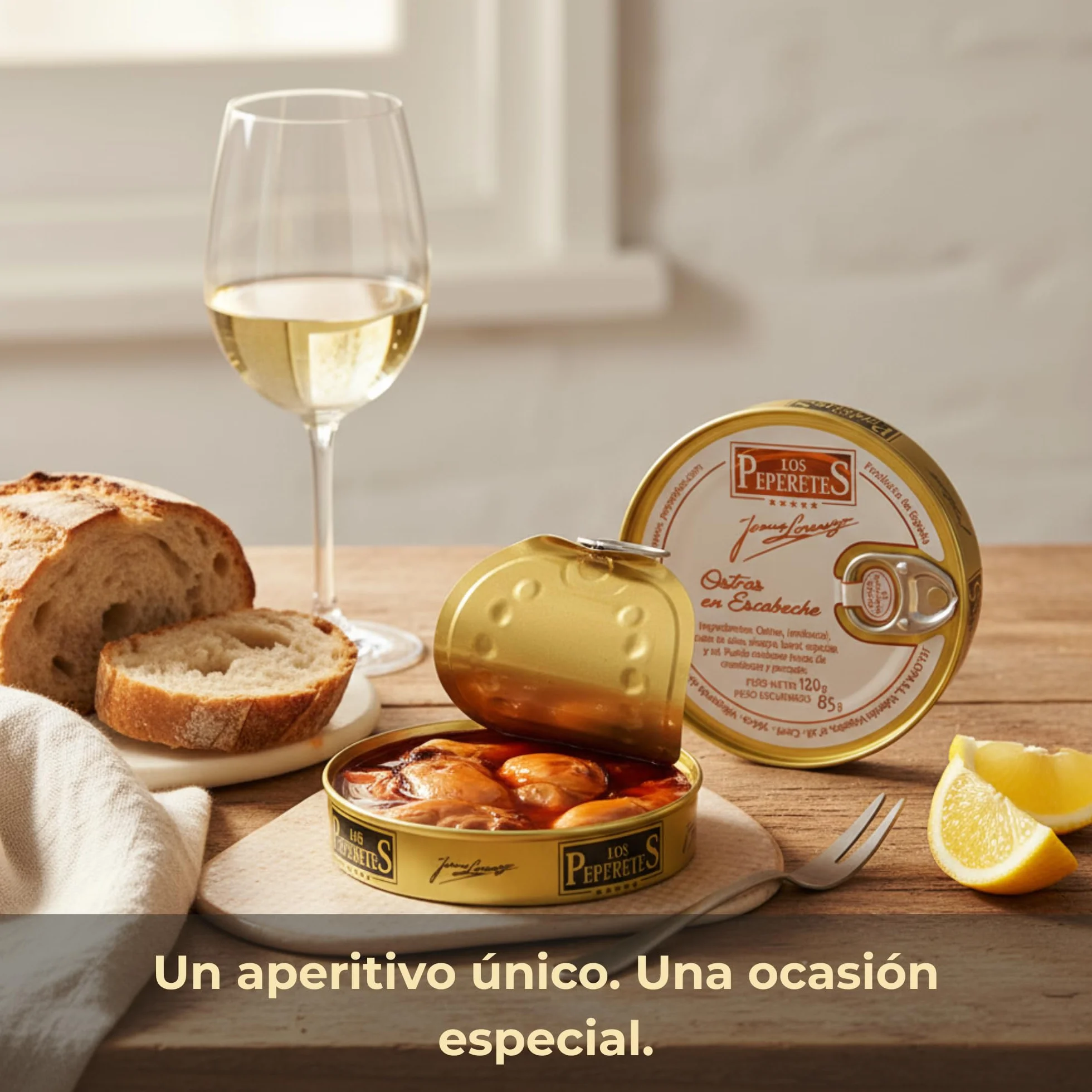 LOS PEPERETES Ostriche 120 g | Frutti di Mare Galiziani Gourmet | Ostriche Atlantiche in Conserva Artigianale | Prodotto Naturale e Delicatessen | Autentico Sapore del Mare di Galizia
