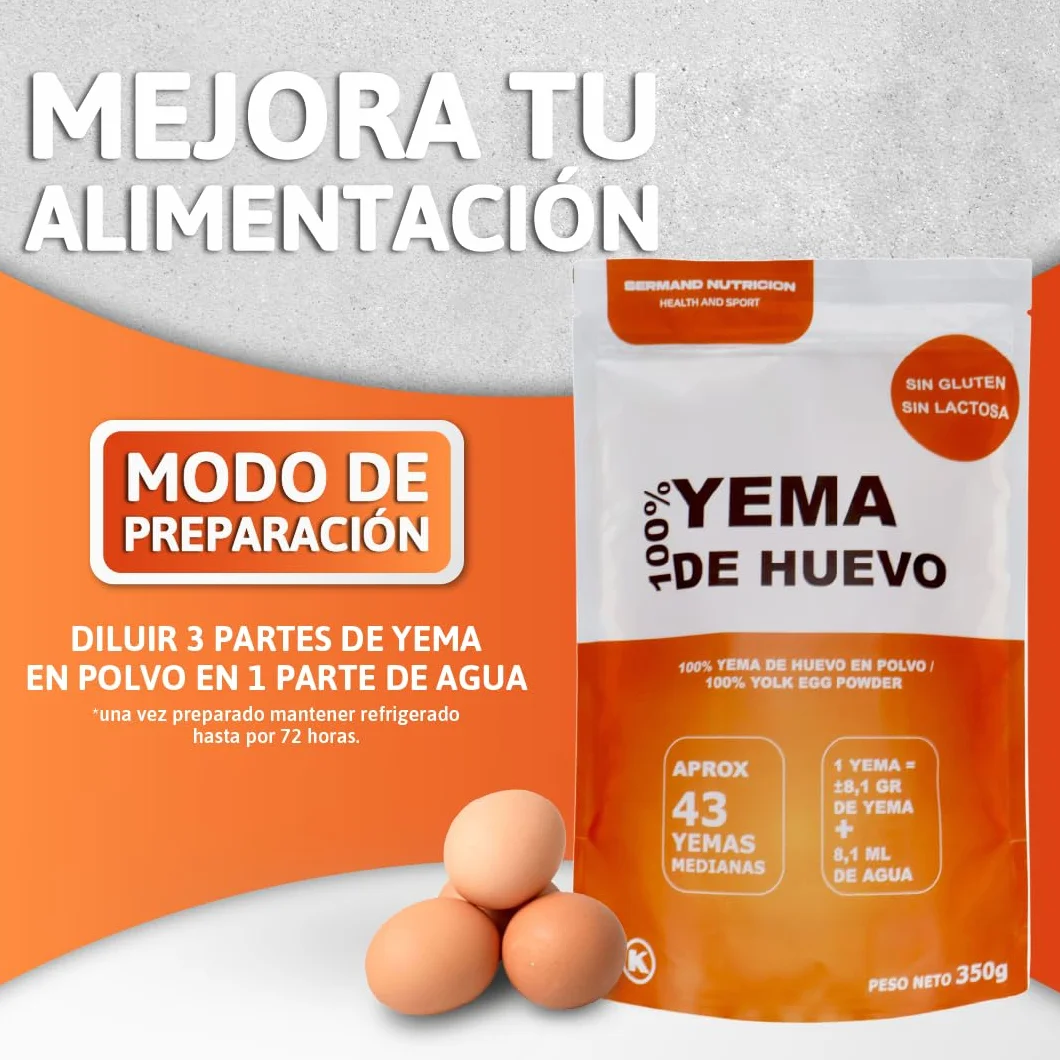 Tuorlo d’Uovo in Polvere 350g – Uova da Allevamento all’Aperto Pastorizzate | Senza Additivi né Lattosio | Ideale per Dolci e Ricette | Confezione Zip