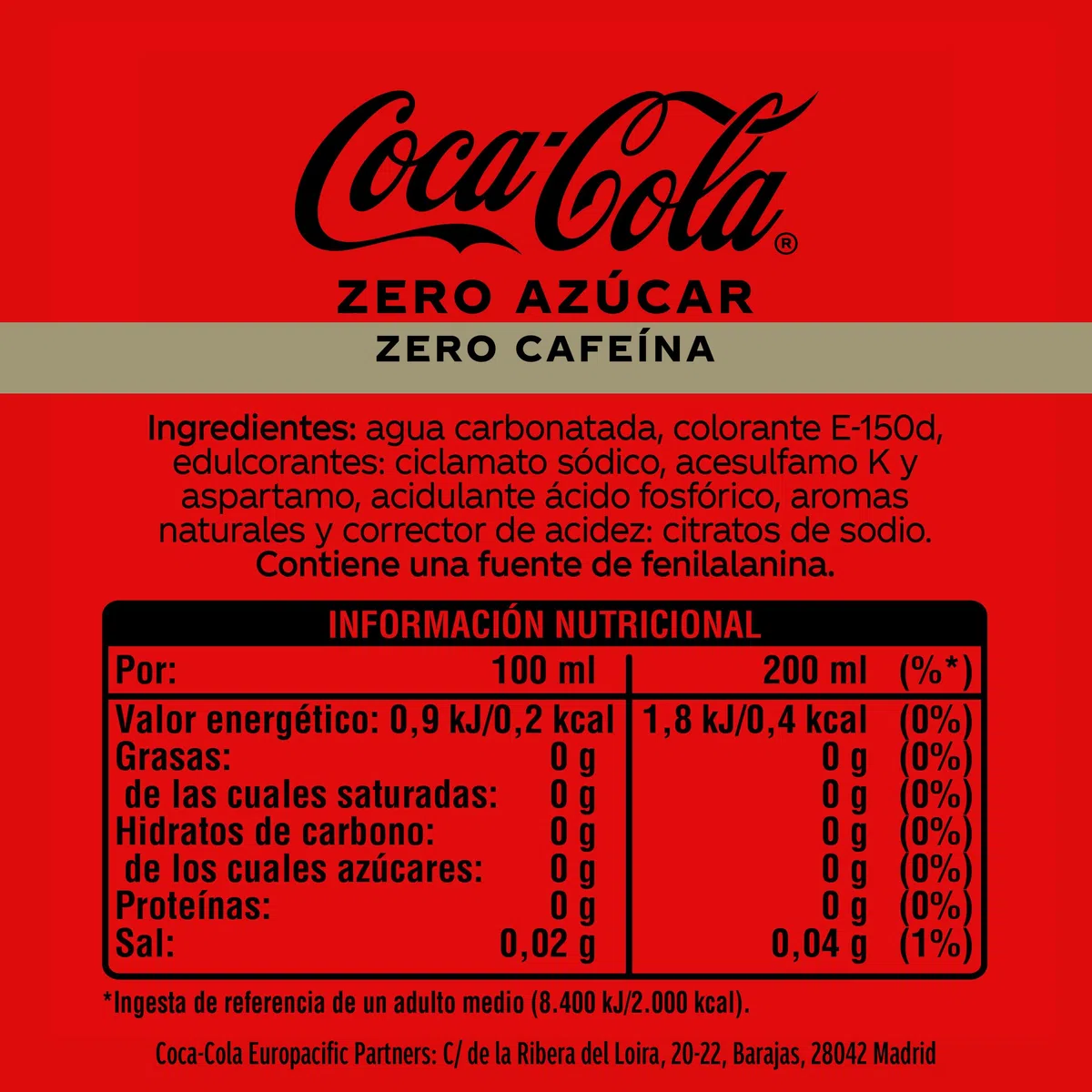 Coca-Cola Zero Zucchero Zero Caffeina - Bevanda alla cola senza zucchero, senza calorie, senza caffeina, confezione da 6 mini lattine 200 ml