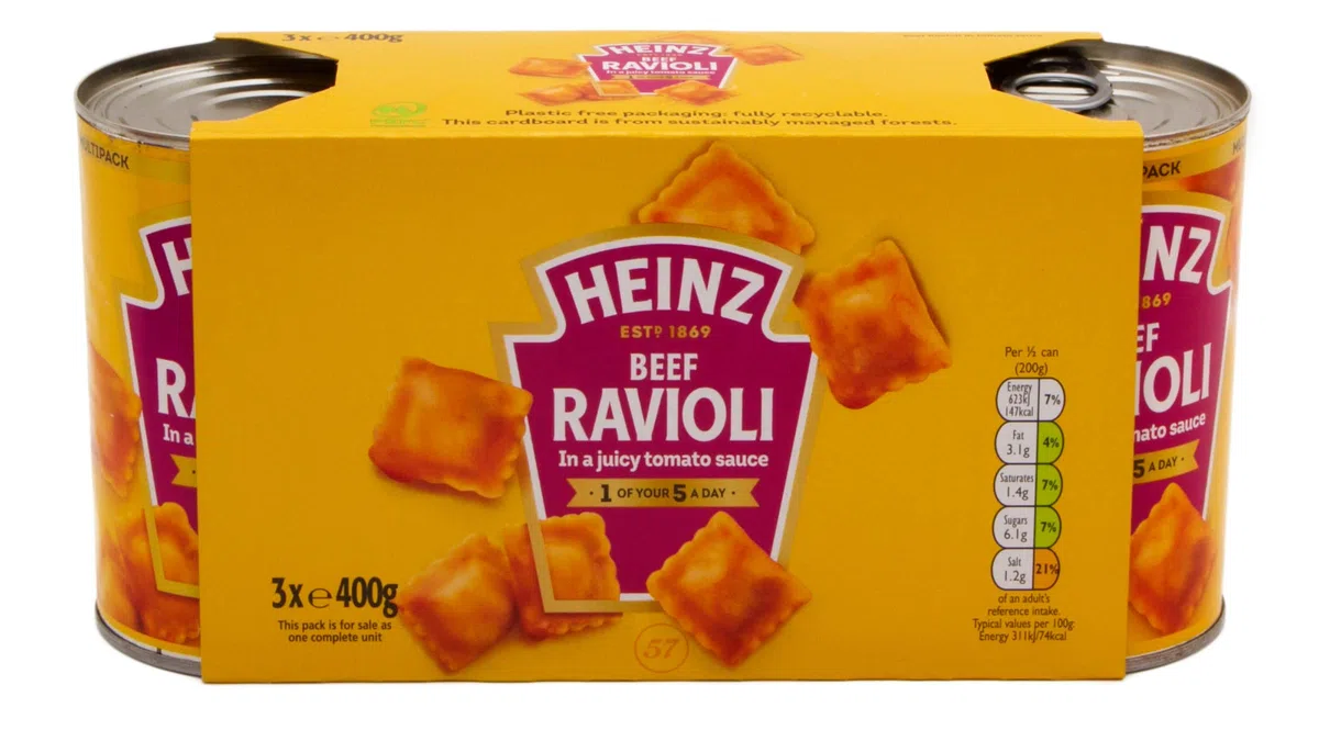 Heinz Ravioli di manzo 3 barattoli Easy Open da 400 g