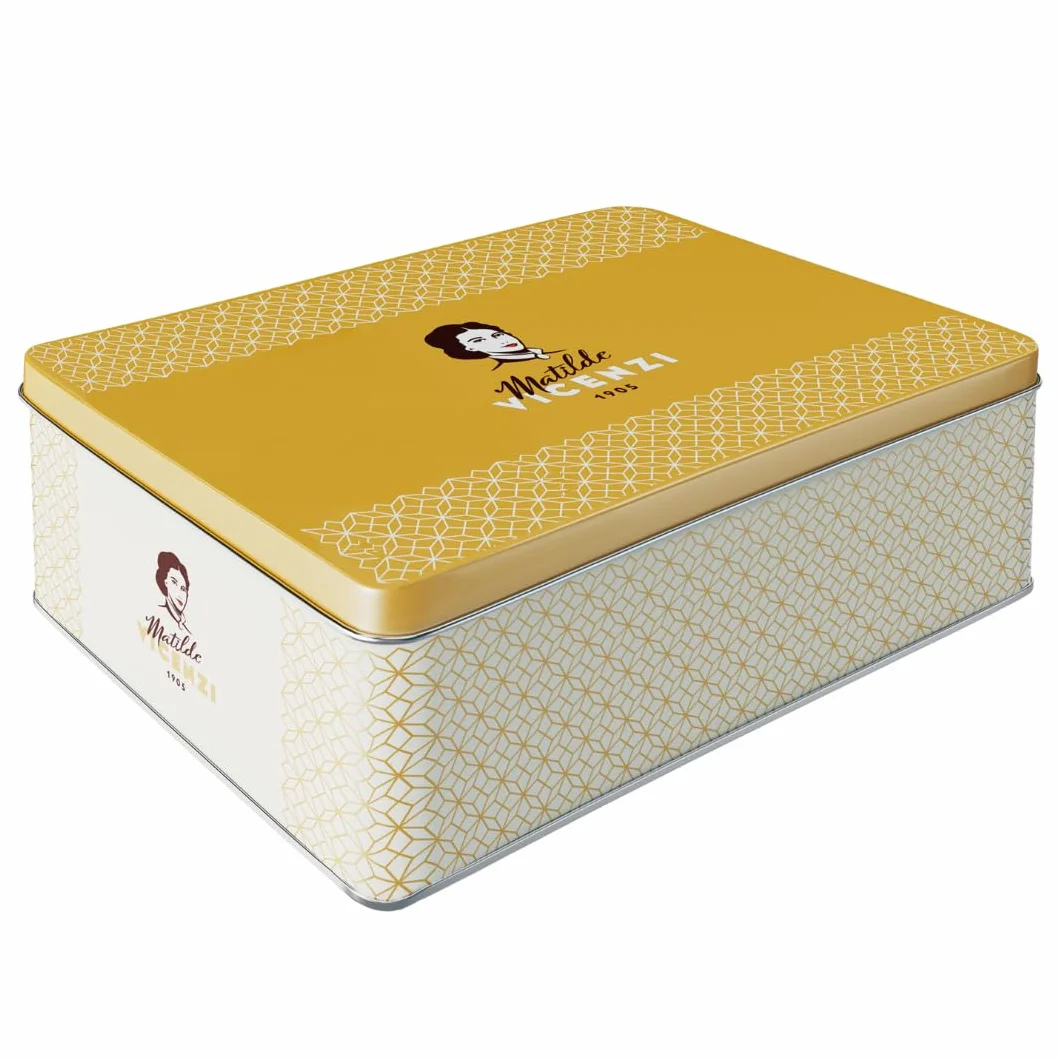 Matilde Vicenzi - Millefoglie di Matilde, Selezione di Raffinata Pasticceria di Sfoglia, Bocconcini e Ciambelline miste in una Elegante Scatola di Latta per un Regalo Goloso, Confezione da 375 gr