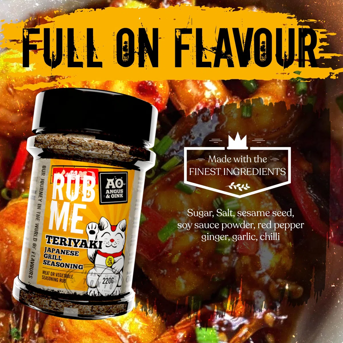 Angus & Oink Rub Me Teriyaki - Condimento per grigliate giapponesi, 220 g