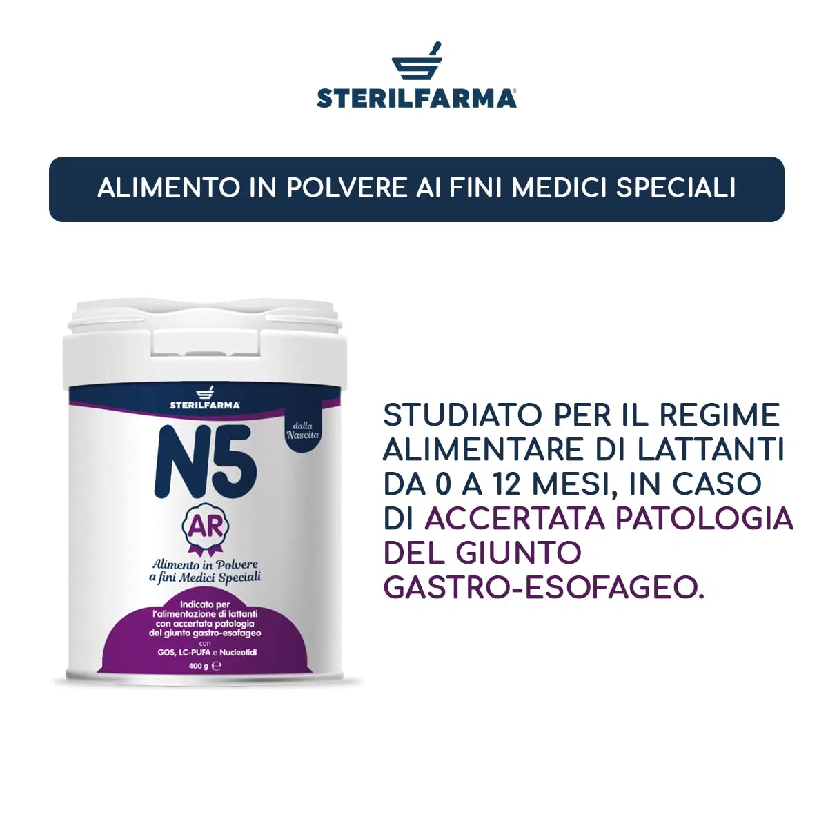N5 AR latte in polvere, anti reflusso, CONSIGLIATO DAL MEDICO PEDIATRA per il regime alimentare di lattanti da 0 a 12 mesi, in caso di accertata patologia del giunto gastro-esofageo