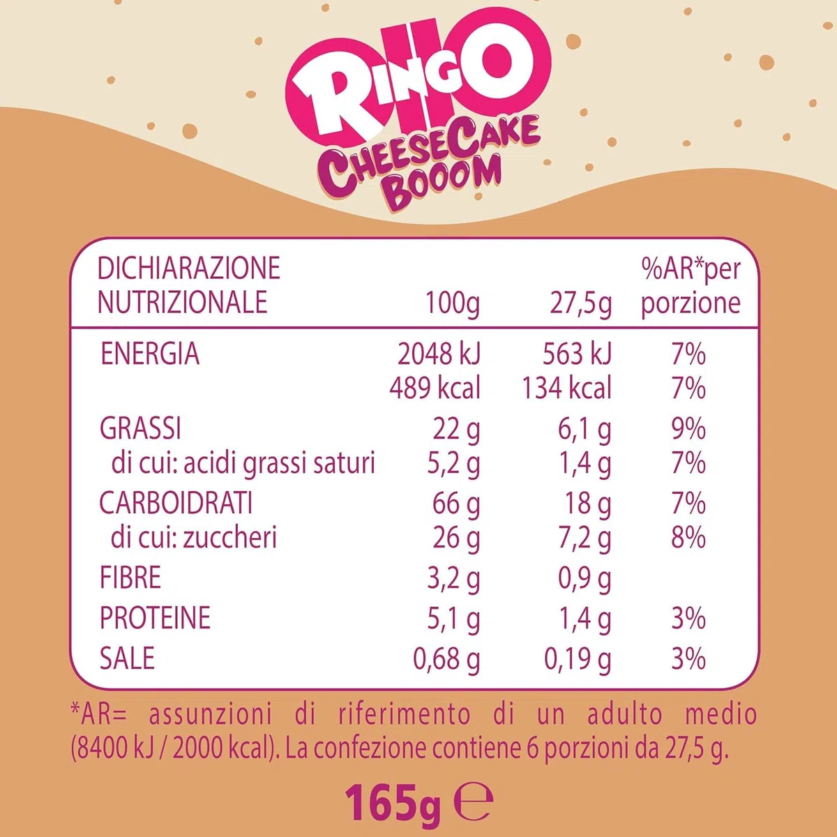 Pavesi Snack Ringo Cheesecake Booom, Biscotti Farciti con Crema Dolce al Formaggio e Biscotti ai Frutti di Bosco e Malto d'Orzo, Snack per Merenda o Pausa Studio, Espositore da 42 Monoporzioni