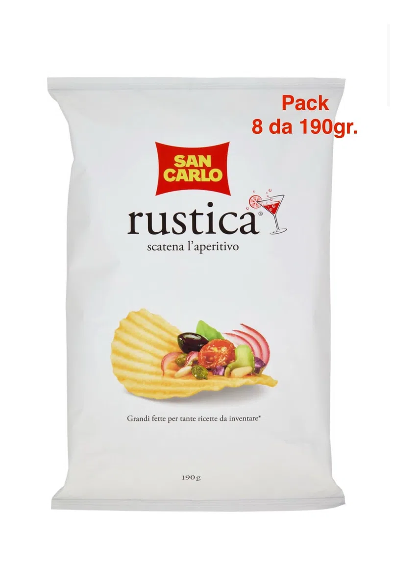 San Carlo Rustica Patatine per Aperitivo, Pack da 8 da 190g