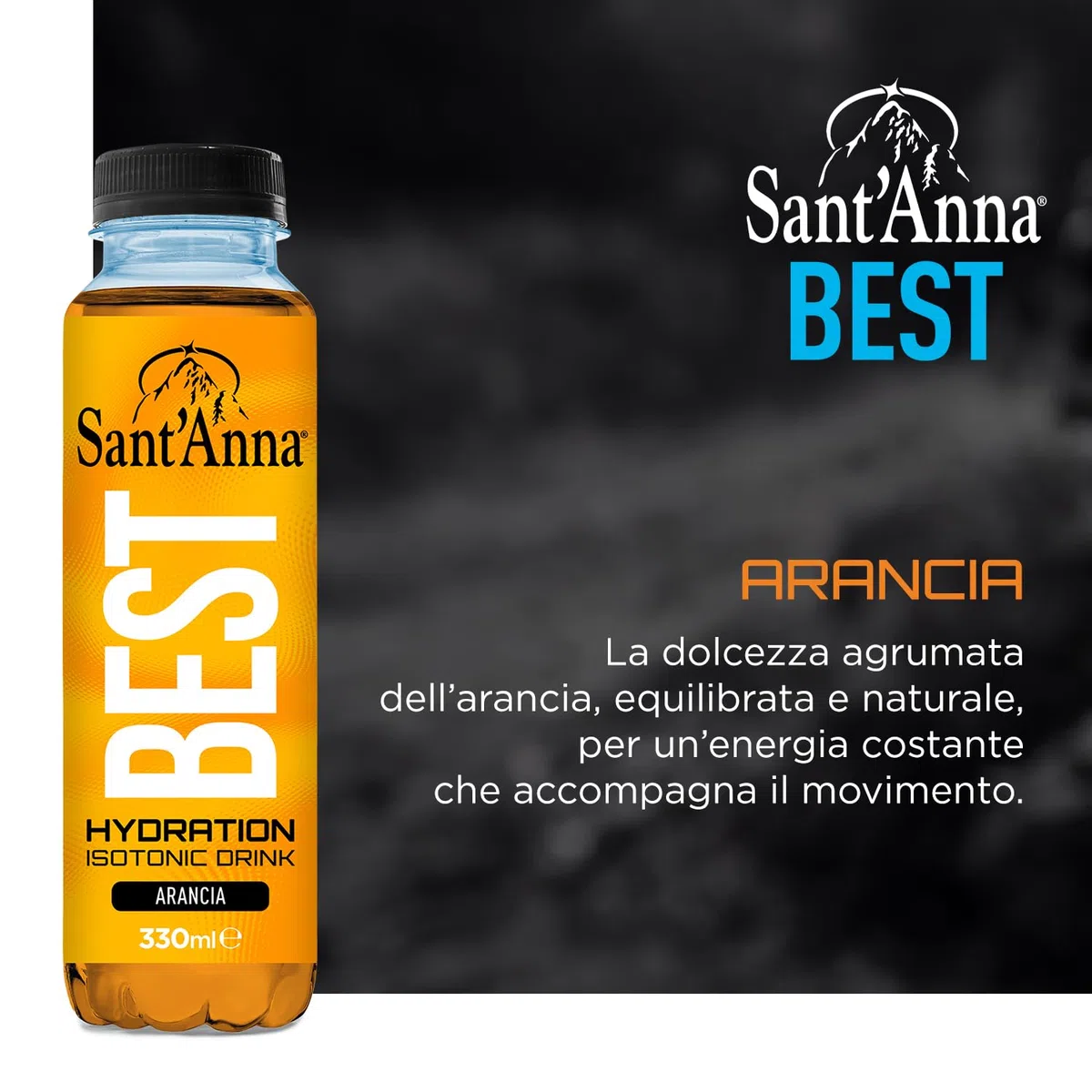 Sant’Anna BEST all'Arancia in bottiglie da 330 ml | Bevanda isotonica idratante per sportivi non gassata | Senza glutine con Vitamina B6