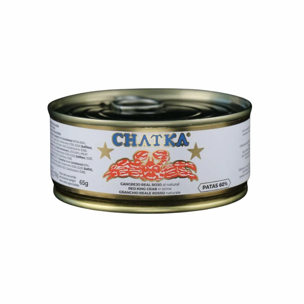Chatka Granchio Reale Rosso, Conserva Tradizionale con 60% Zampe e Carne Sminuzzata (65 gram)