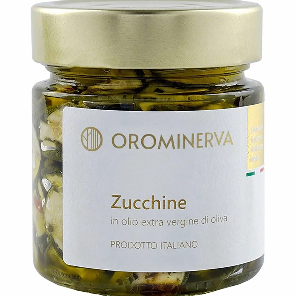 OROMINERVA - 3 vasetti di Zucchine sott'olio artigianali, zucchine croccanti essiccate al sole