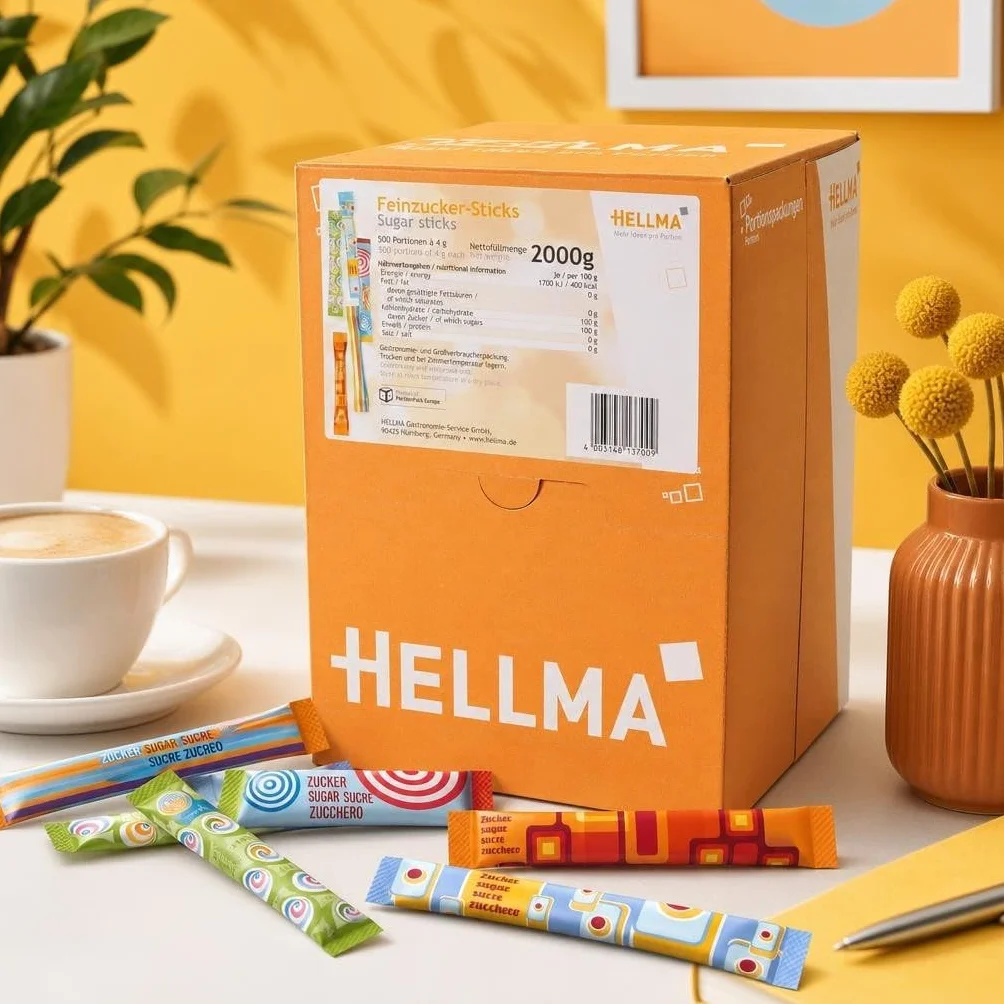 HELLMA Feinzucker-Sticks, Inhalt: 500 Stück à 4 g