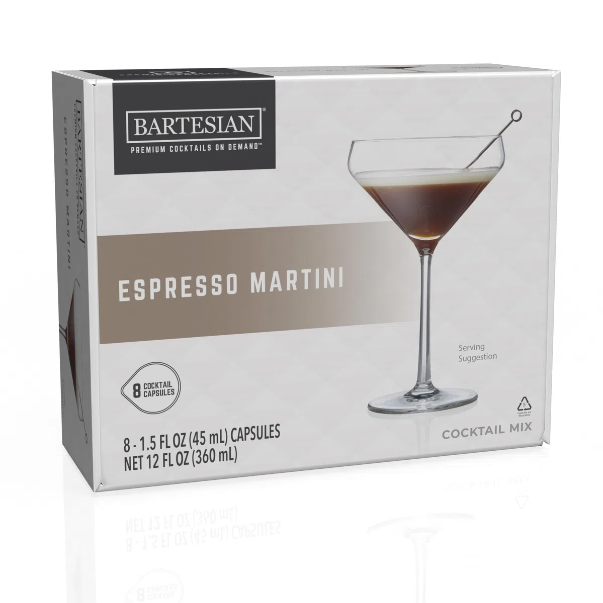 Bartesian Mix per Espresso Martini - Capsule per Cocktail a Base di Vodka - Set di 8 Capsule Analcoliche - Ingredienti per Preparazione Cocktail