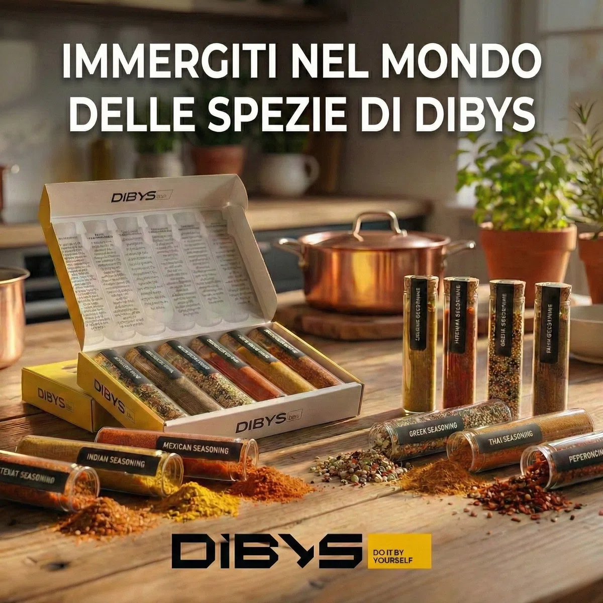 DIBYS Set Regalo di Spezie da Tutto il Mondo | 6 Eccezionali Mischioni di Spezie con Ricette Incluse | Confezione Regalo di Spezie | Regali per Gourmet e Appassionati di Cucina