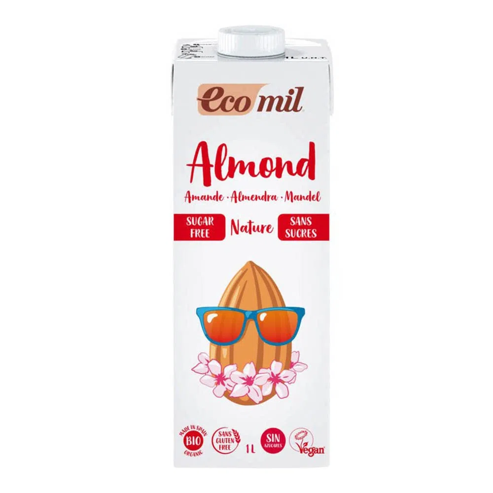 Ecomil - Bevanda di Mandorle Bio (senza zucchero), 6 pezzi da 1 litro
