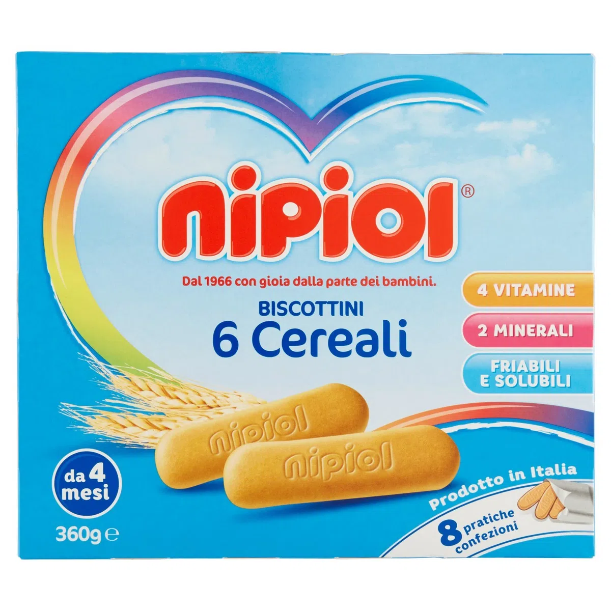 Nipiol - Biscottini 6 Cereali, 2 Minerali, 4 Vitamine - 4 pezzi da 360 g [1440 g]