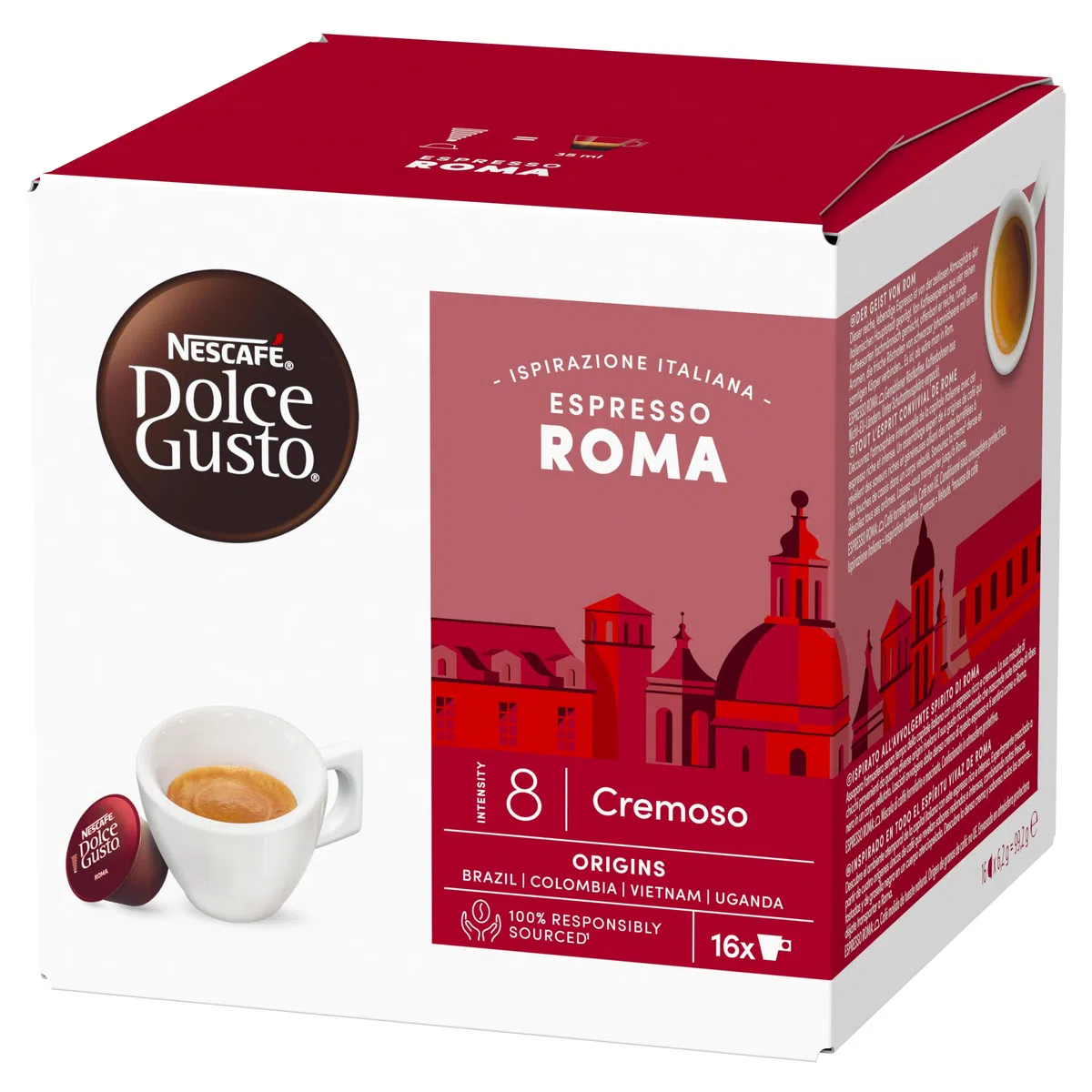 NESCAFÉ DOLCE GUSTO Espresso Roma Caffè, 6 Confezioni da 16 Capsule (96 Capsule Compatibili Nescafé Dolce Gusto)
