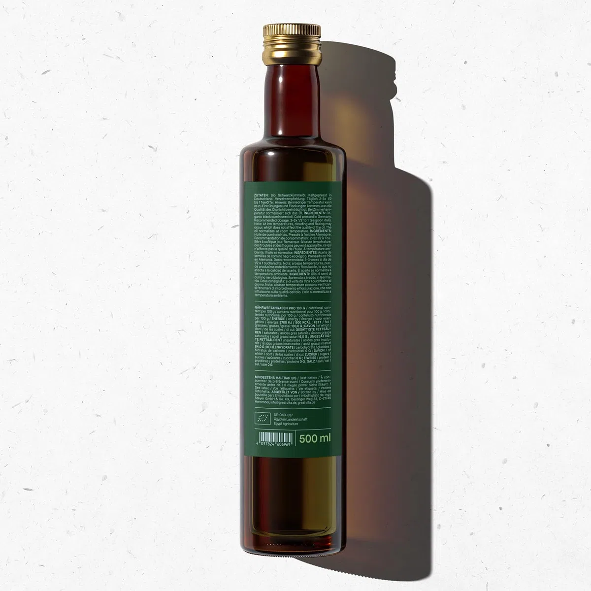 Olio di cumino nero biologico MeaVita, pressato a freddo, confezione da 2 (2 x 500ml)