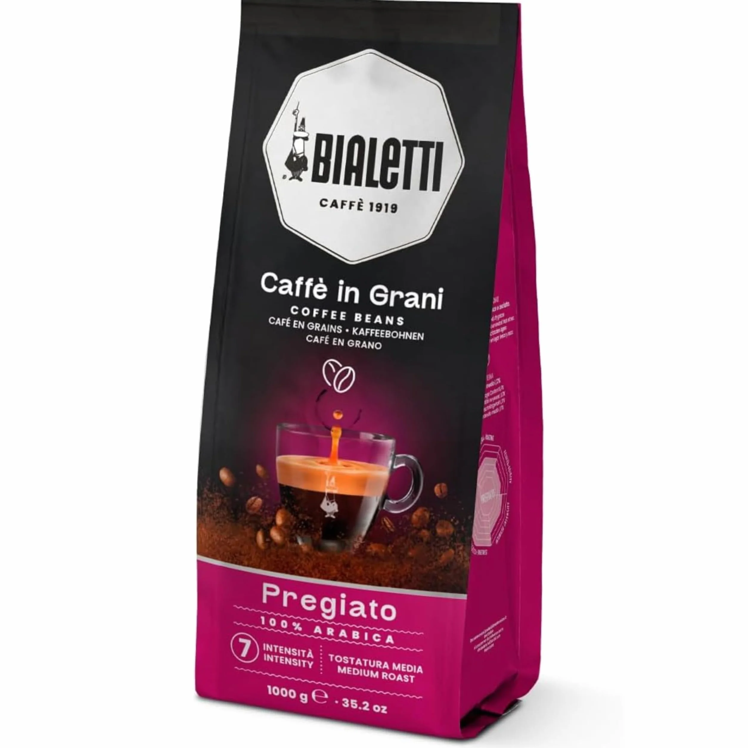 Bialetti Esperto Grani, Caffè in Grani, Gusto Pregiato 100% Arabica, 1 KG