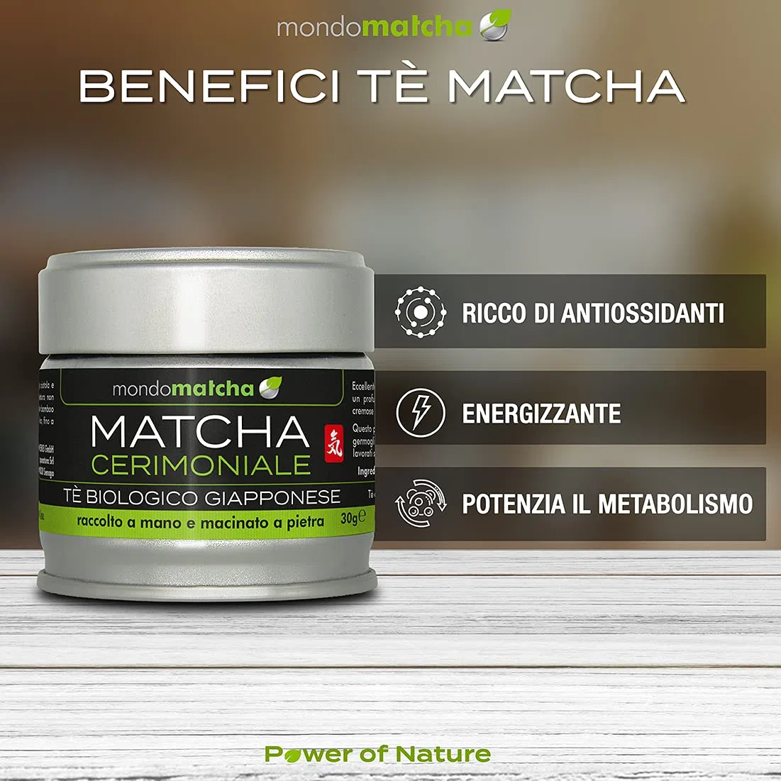Mondomatcha Tè Verde Matcha Biologico Giapponese 30g - Grado Cerimoniale Premium, Macinato a Pietra - Polvere di Matcha Bio Originale dal Giappone