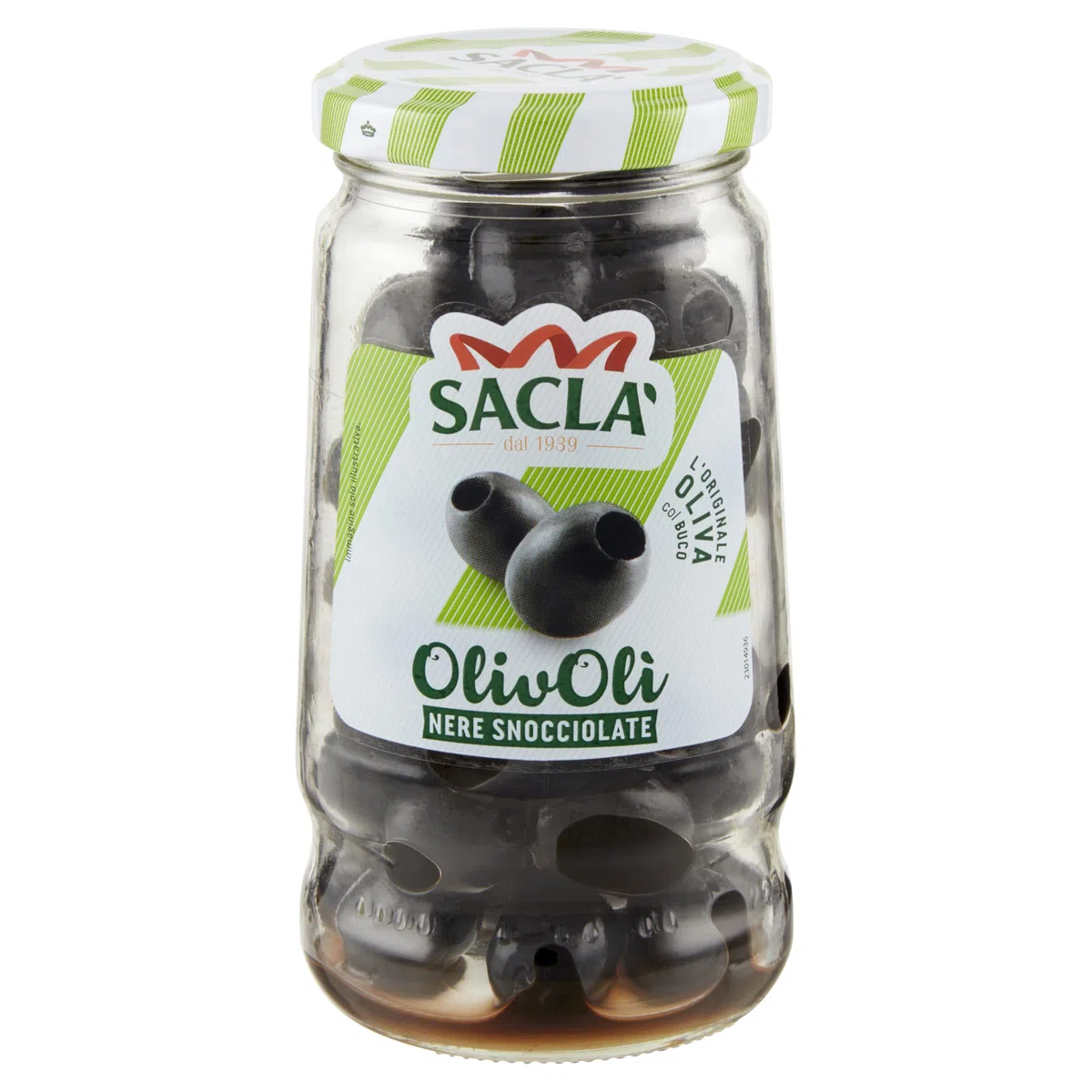 Saclà, OlivOlì, Olive Nere Denocciolate, Ideali per Insalate e per Arricchire i Tuoi Piatti, Senza Liquido, Vaso Vetro, 135g, Confezione da 12 pezzi
