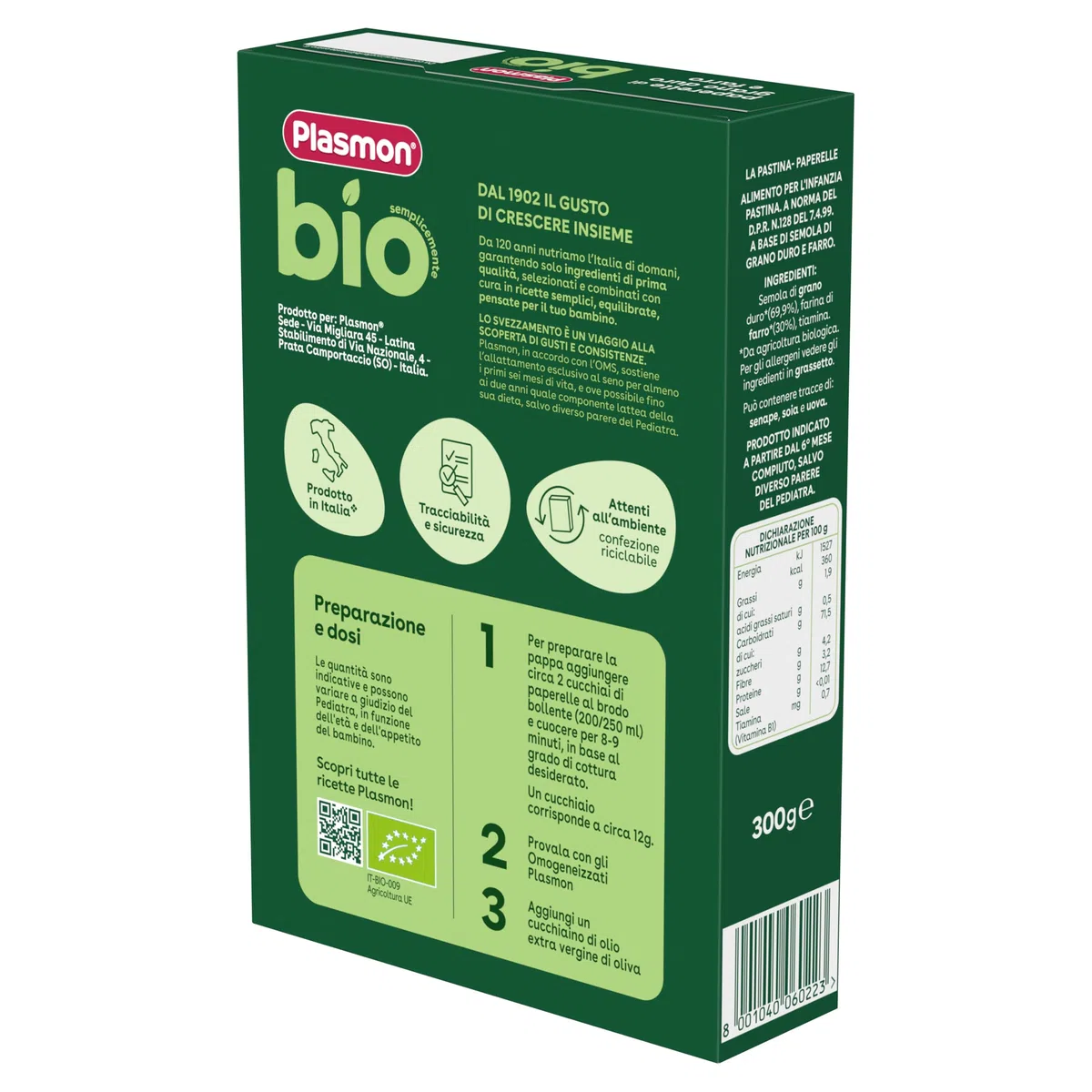 Plasmon BIO Pastina Paperelle 300g (12 Confezioni)