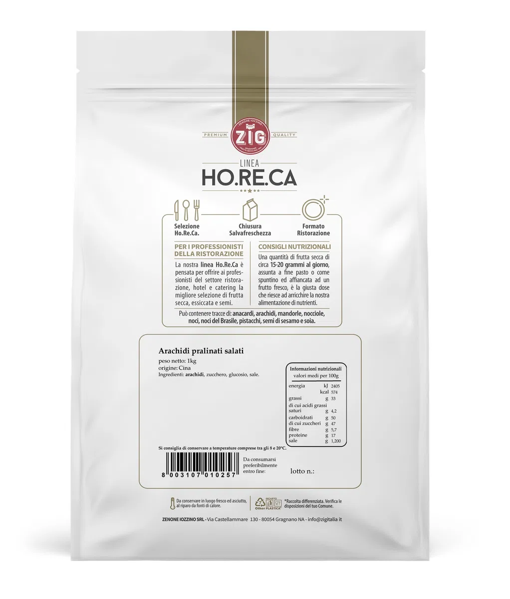 ZIG - HORECA - Arachidi tostate pralinate con zucchero e salate 1 Kg