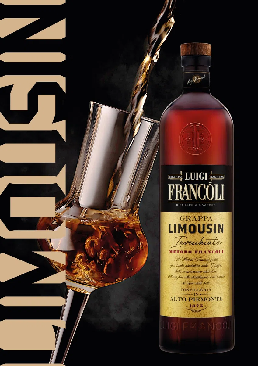 Luigi Francoli - Grappa Limousin 700ml - Grappa da Vitigni Piemontesi Distillazione Ecosostenibile Vinacce Nebbiolo, Dolcetto e Moscato - 42.5% vol.