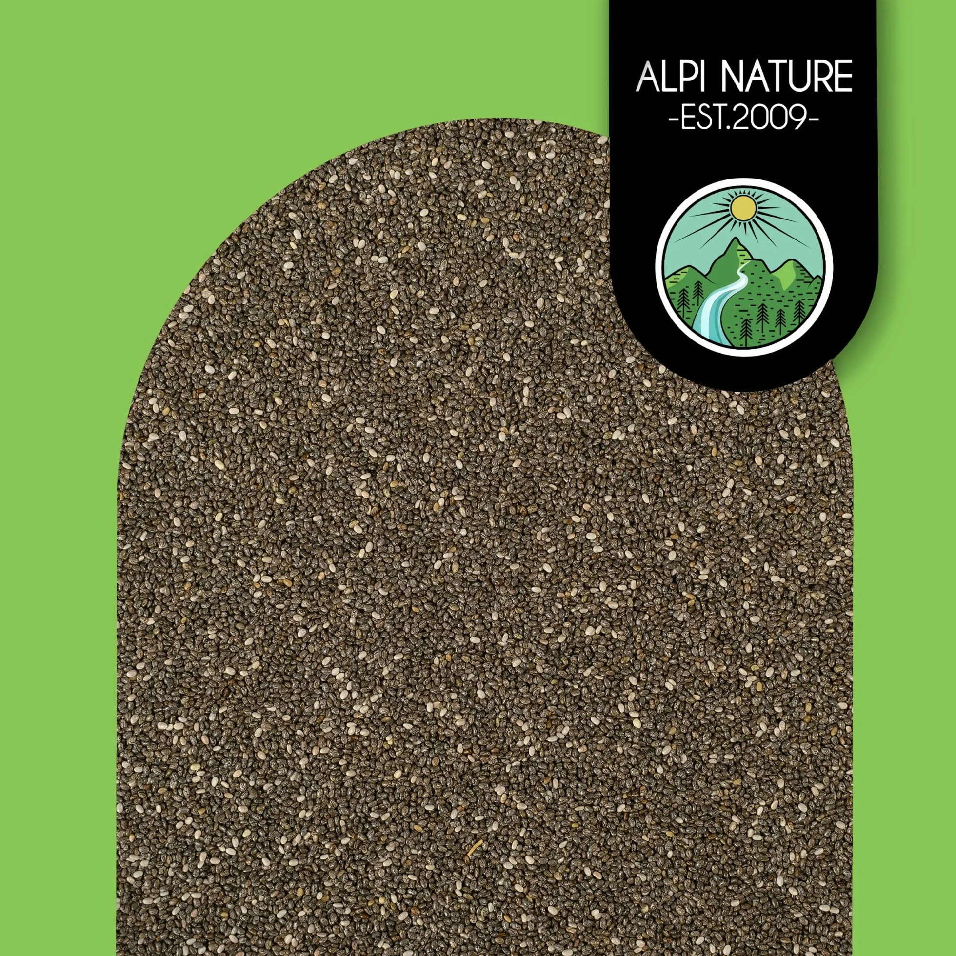 Alpi Nature Semi di Chia BIO 1kg, Semi di Chia Neri Interi e Crudi per Frullati, Yogurt e Muesli