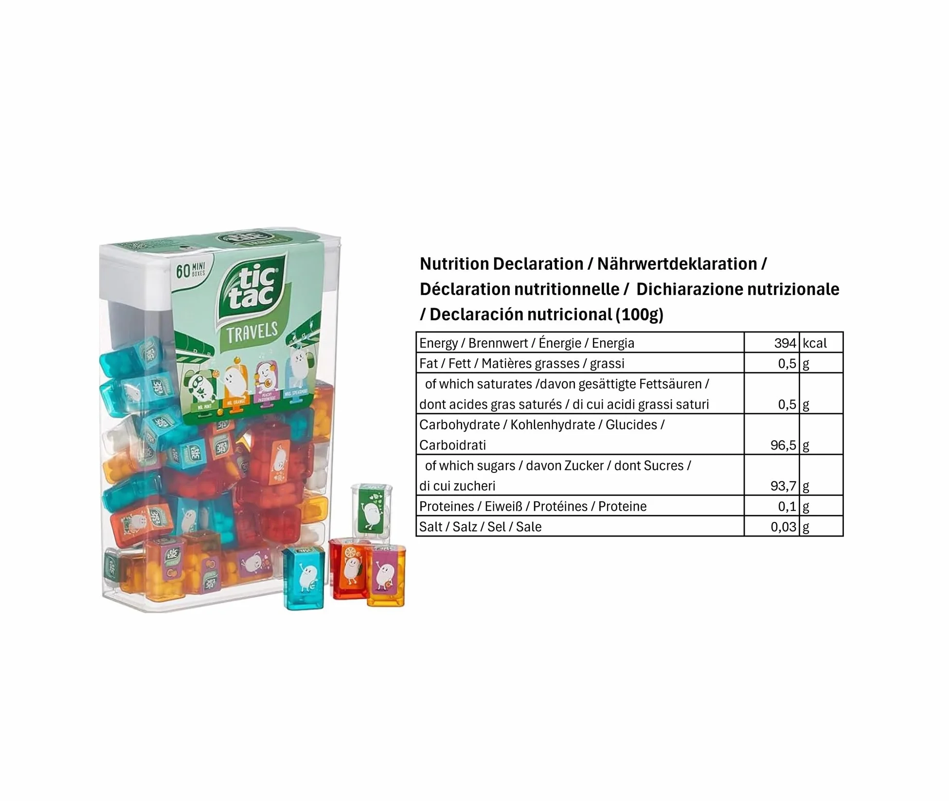 Tic Tac Travels caramelle confetti menta e frutta confezioni piccole 60 pz