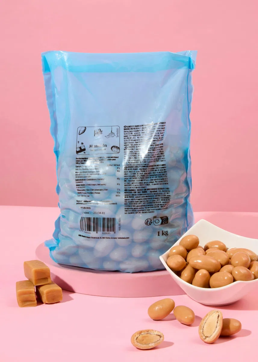 KoRo - Confetti al gusto caramello salato 1 kg - nota dolce e salata - con mandorle californiane e cioccolato belga