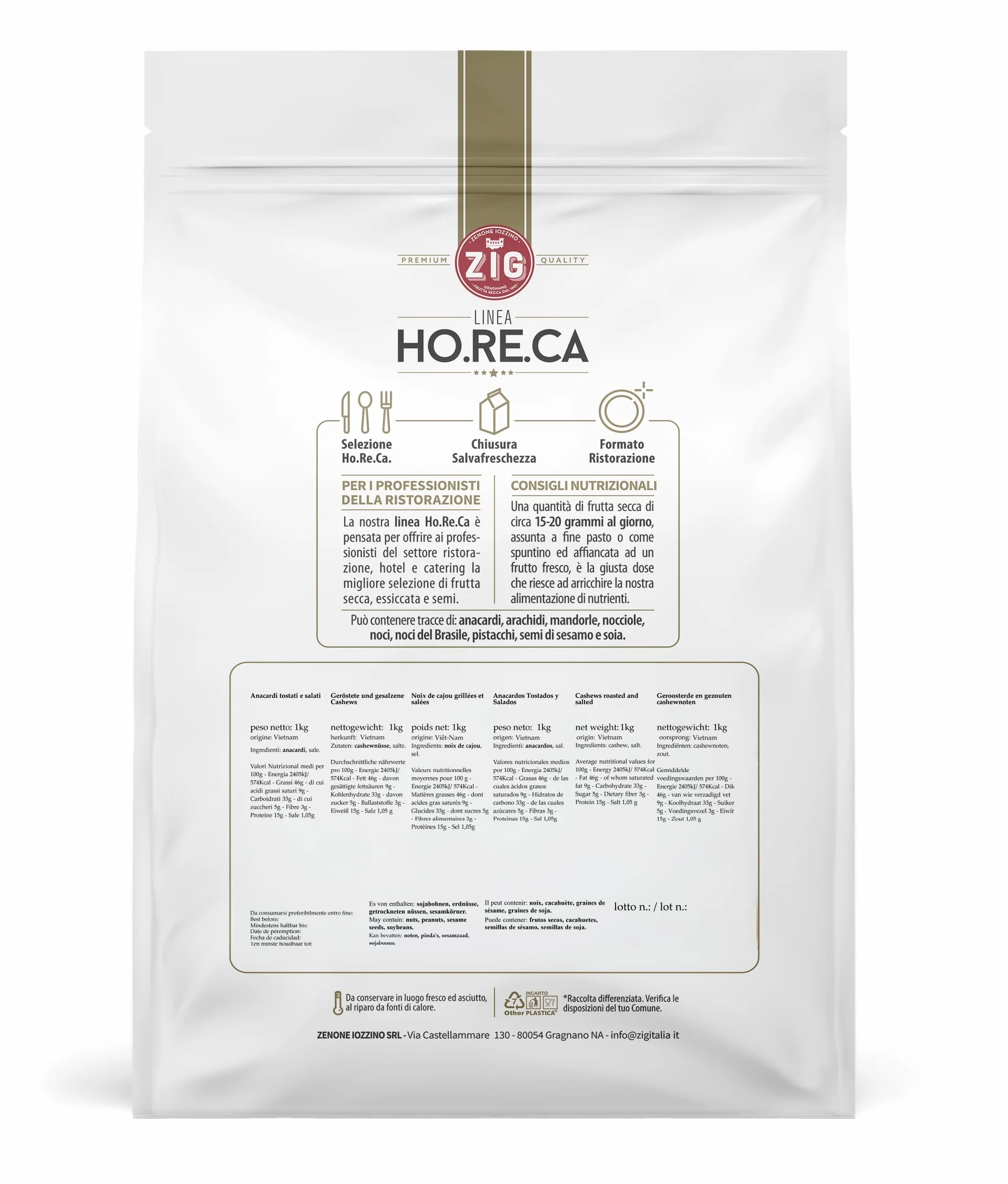ZIG - HORECA - Anacardi tostati e salati prima scelta 1 Kg